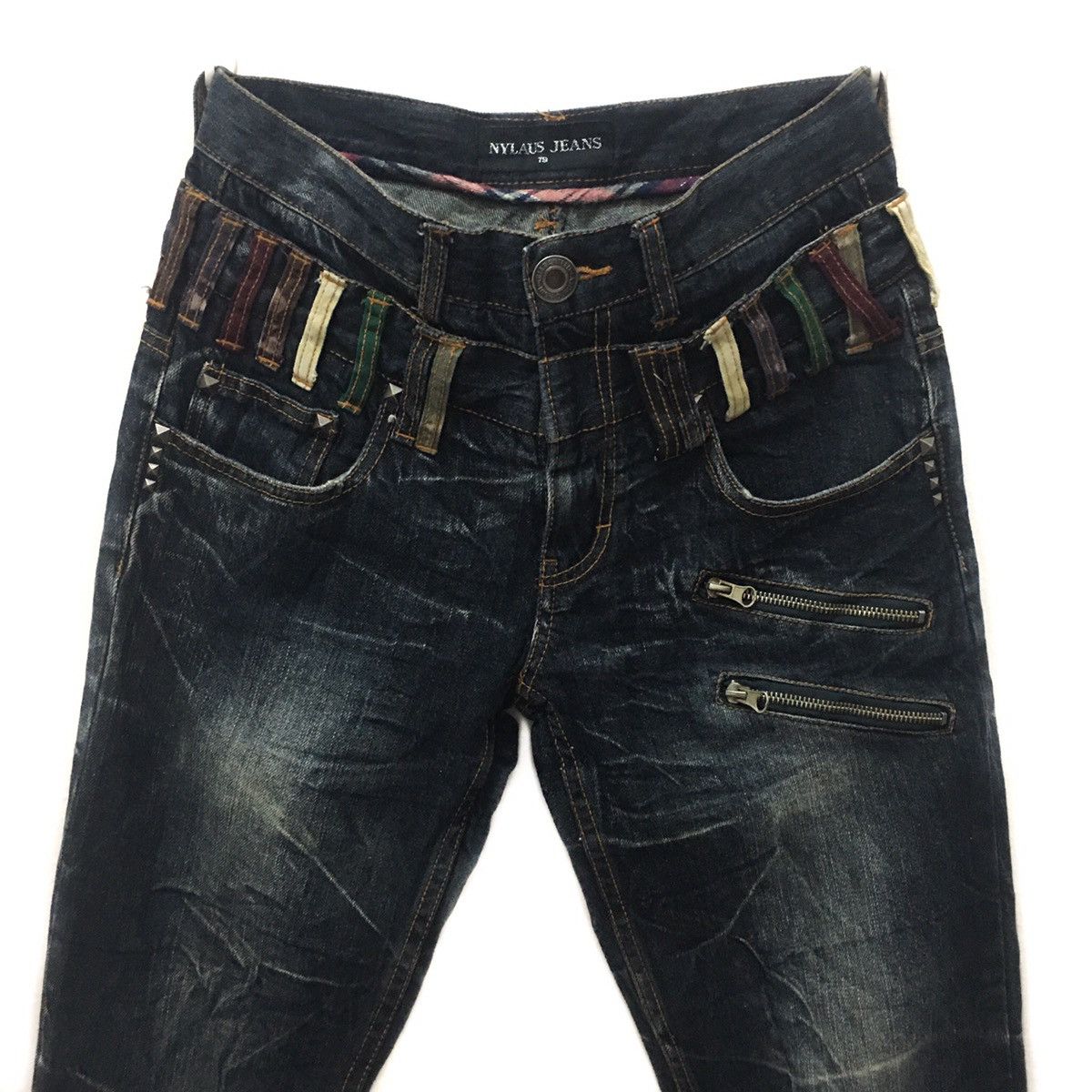 Designer × Japanese Brand 💥NYLAUS Acid Wash/Zipper Double Waist Travis Jeans Size US 30 / EU 46 - 3 Thumbnail