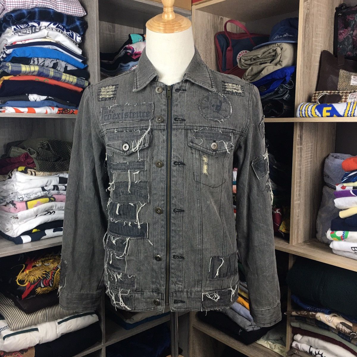 image of in The Attic Seditionaries Punk Jacket in Black/Brown, Men's (Size Medium)