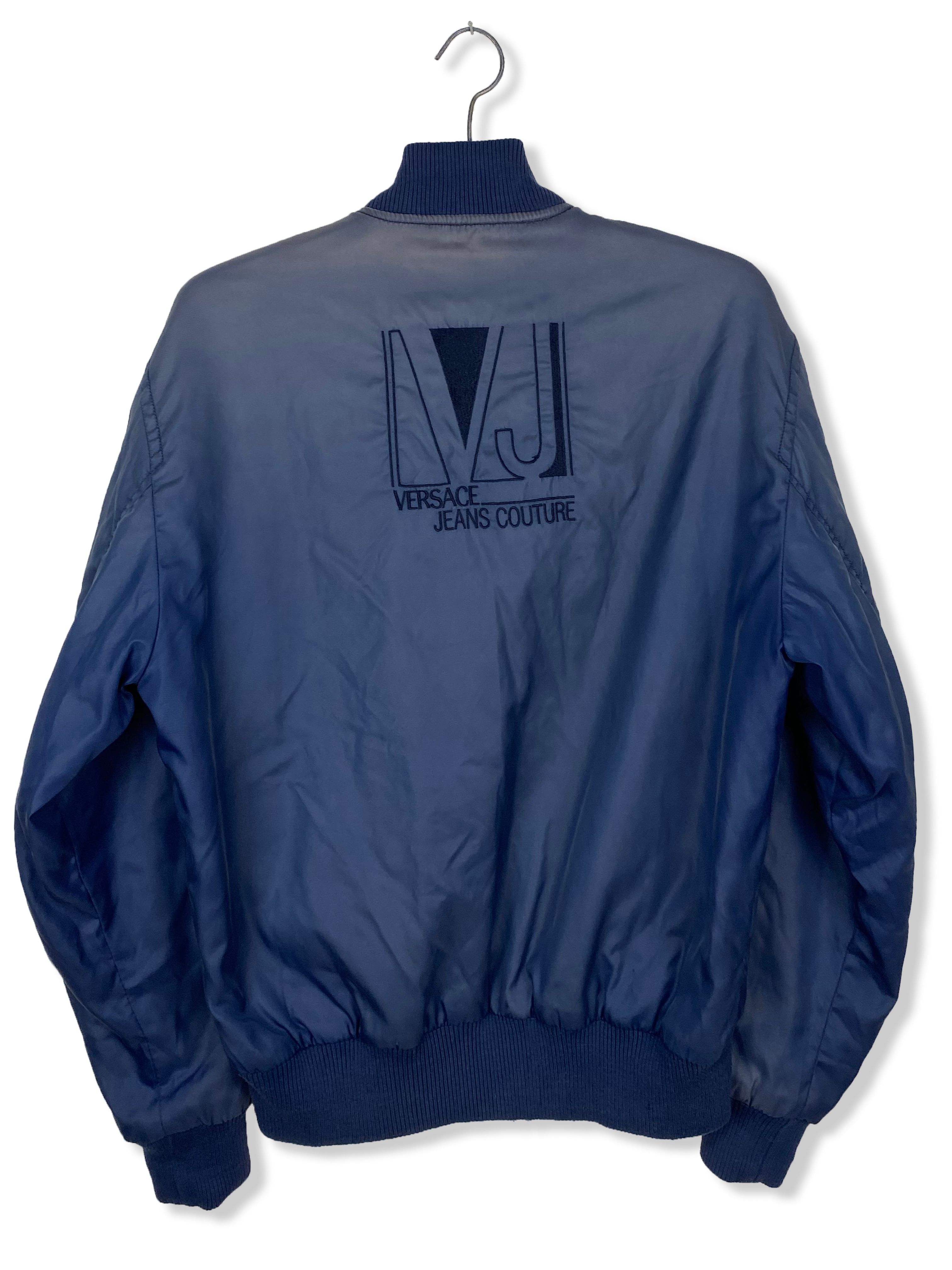 Pre-owned Versace Jeans Couture X Vintage Versace Navy Faded Bomber Big Logo M377