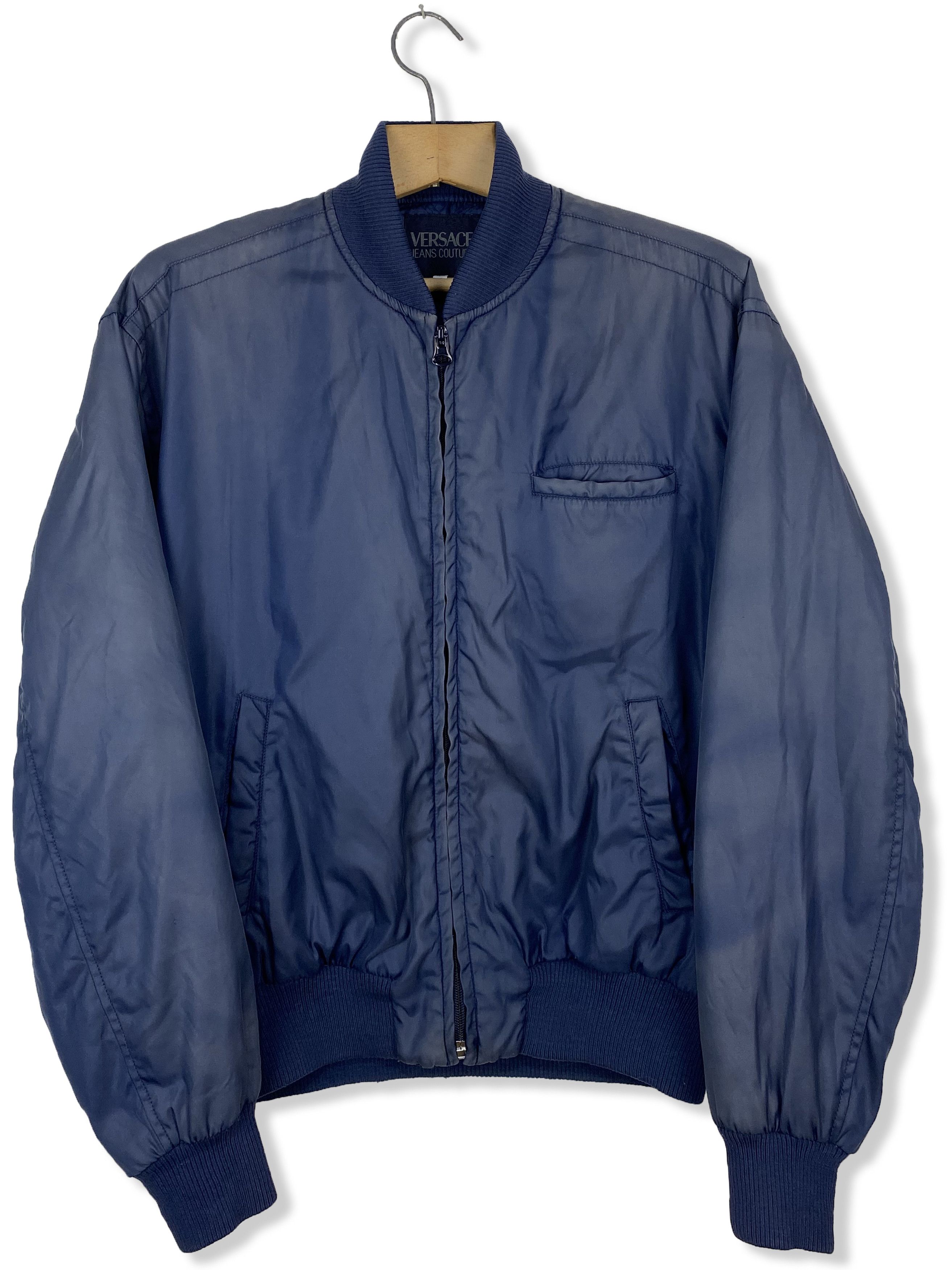 Versace Jeans Couture Vintage VERSACE Navy Faded Bomber Big Logo M377 Size US L / EU 52-54 / 3 - 2 Thumbnail