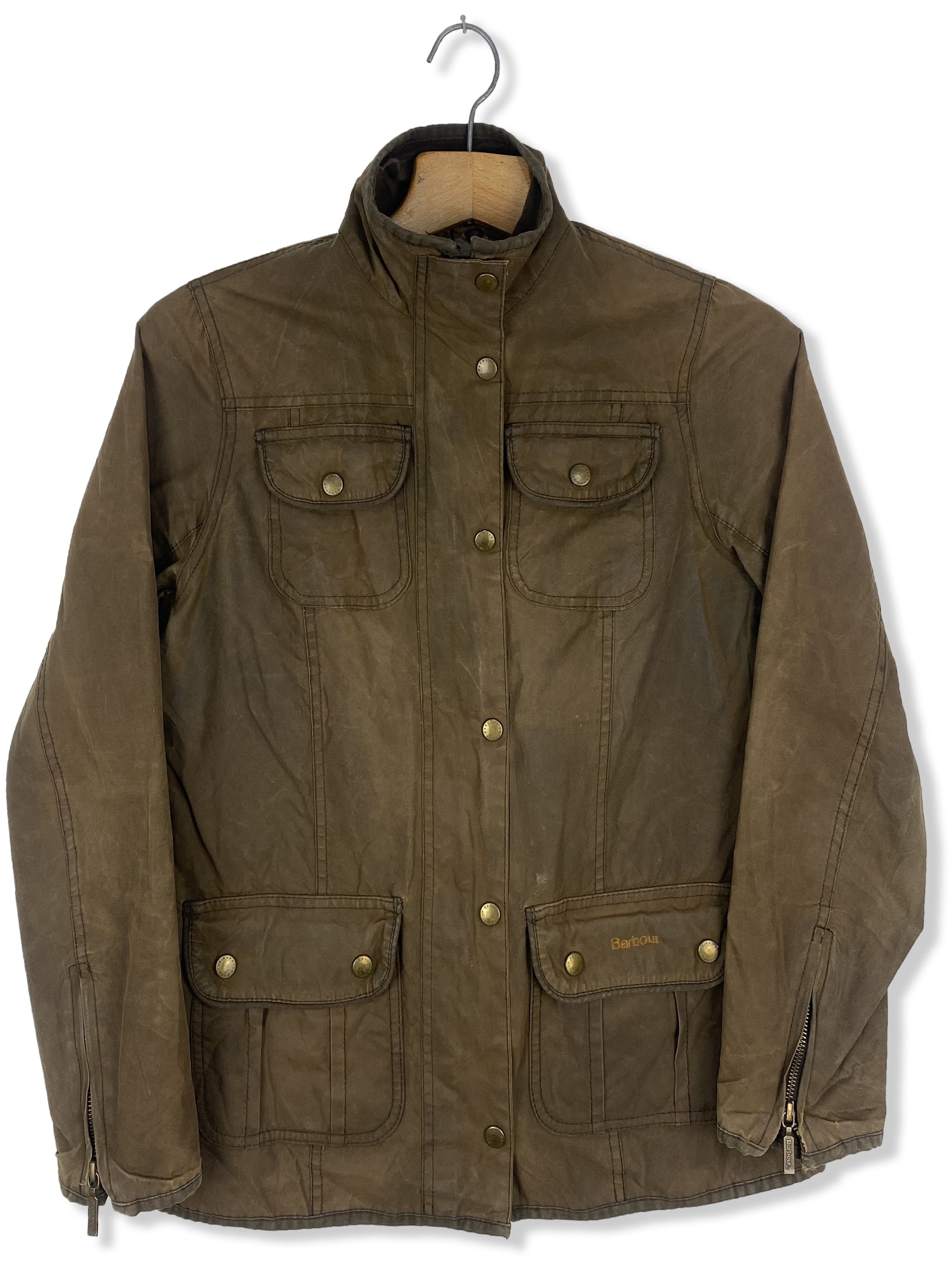 Barbour Vintage BARBOUR Womens Waxed Faded Jacket M399 Size L / US 10 / IT 46 - 1 Thumbnail