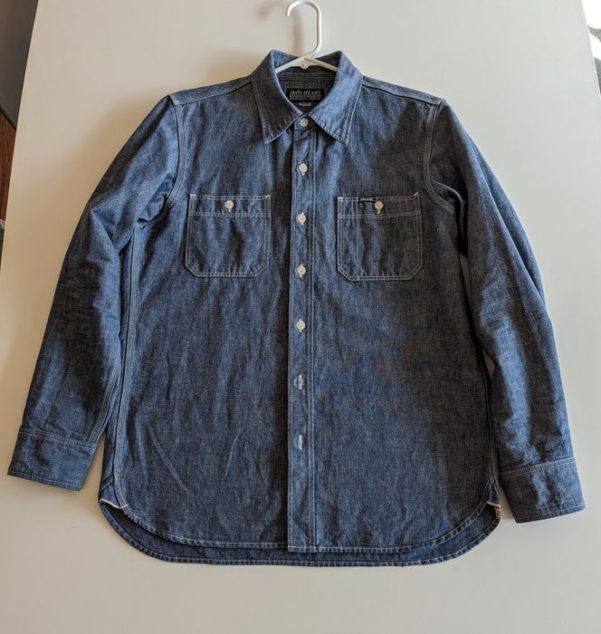 Iron Heart Iron Heart 10oz Selvedge Chambray Work Shirt | Grailed