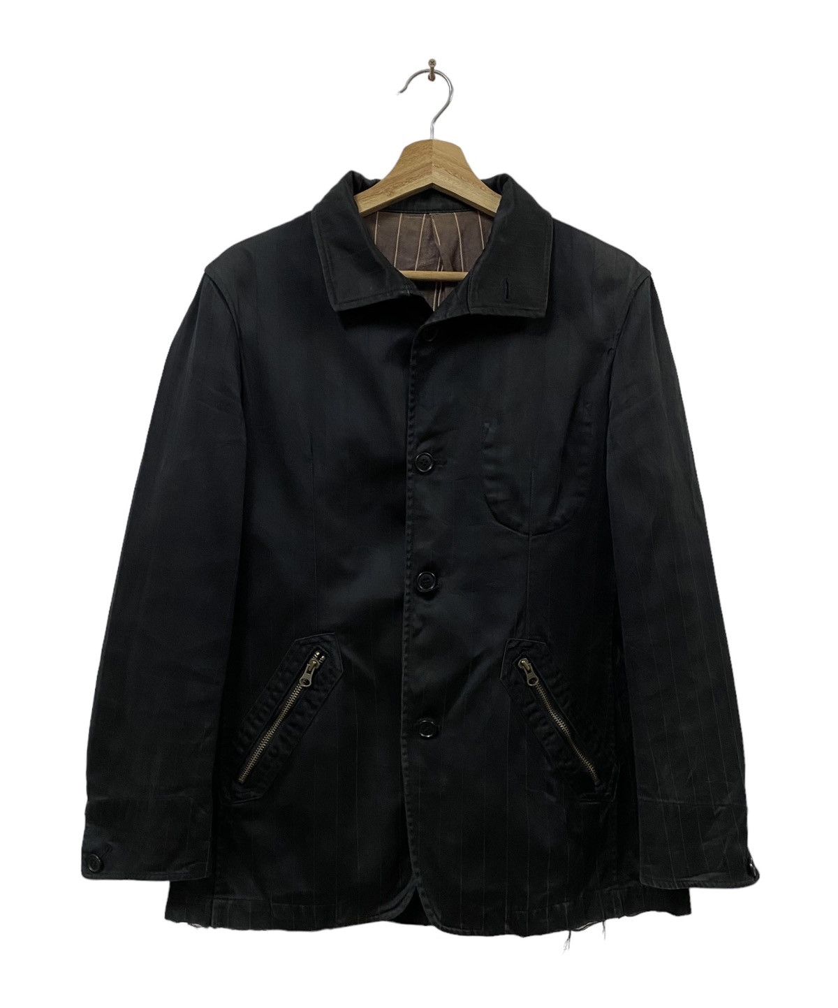 GOA Vtg🔥Ppfm Cyberpunk Stand Collar Cotton Striped Balck Jacket Size US M / EU 48-50 / 2 - 8 Thumbnail