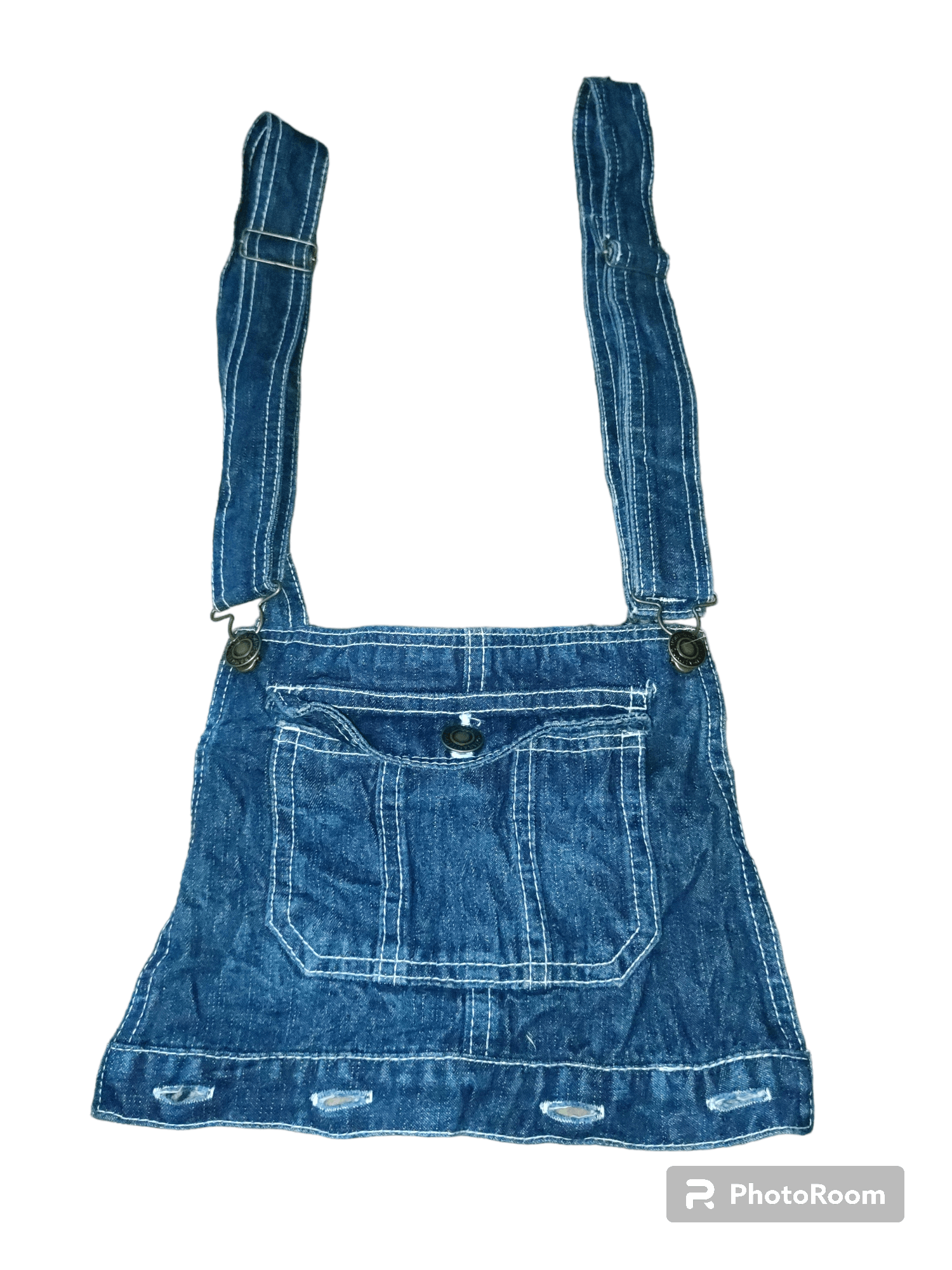 Japanese Brand Mouth Valley Distressed Overall Jeans Size 30" / US 8 / IT 44 - 7 Thumbnail