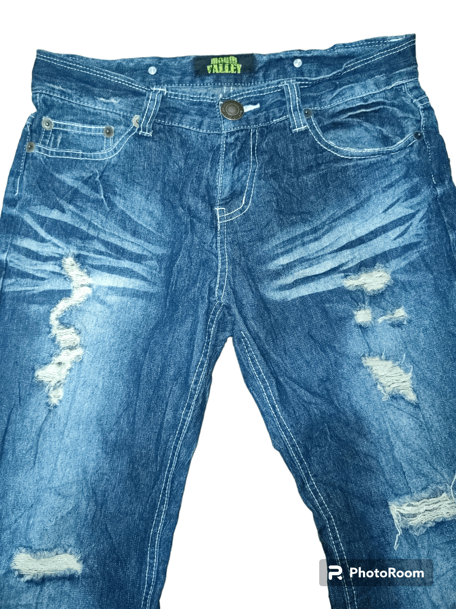 Japanese Brand Mouth Valley Distressed Overall Jeans Size 30" / US 8 / IT 44 - 10 Thumbnail