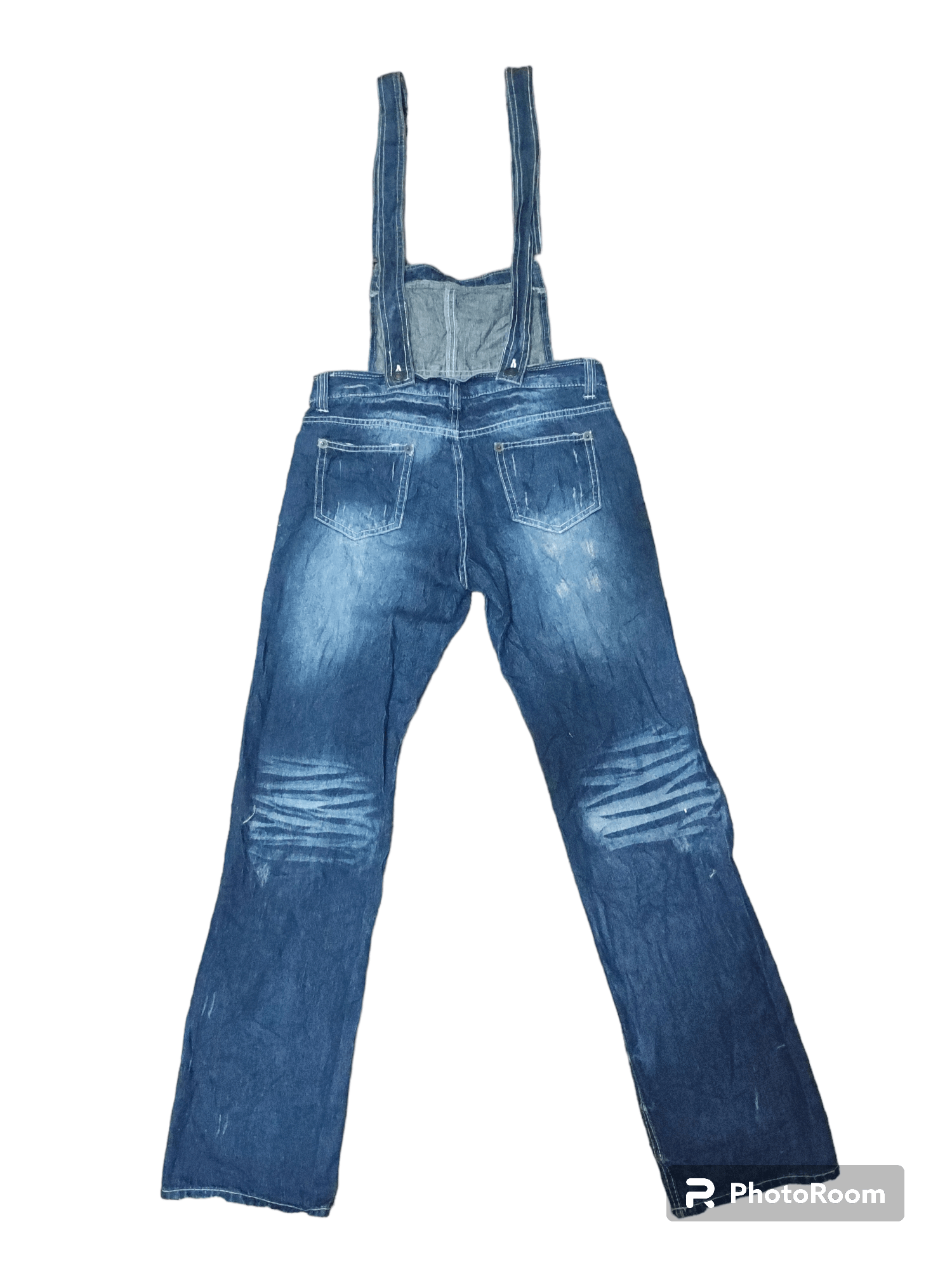 Japanese Brand Mouth Valley Distressed Overall Jeans Size 30" / US 8 / IT 44 - 2 Thumbnail