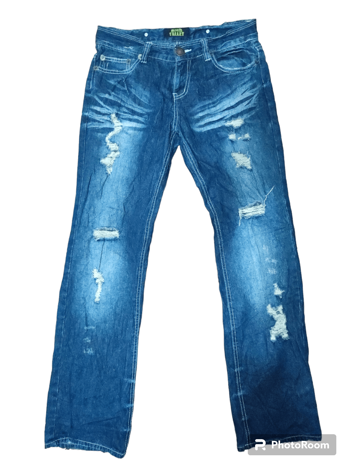 Japanese Brand Mouth Valley Distressed Overall Jeans Size 30" / US 8 / IT 44 - 3 Thumbnail