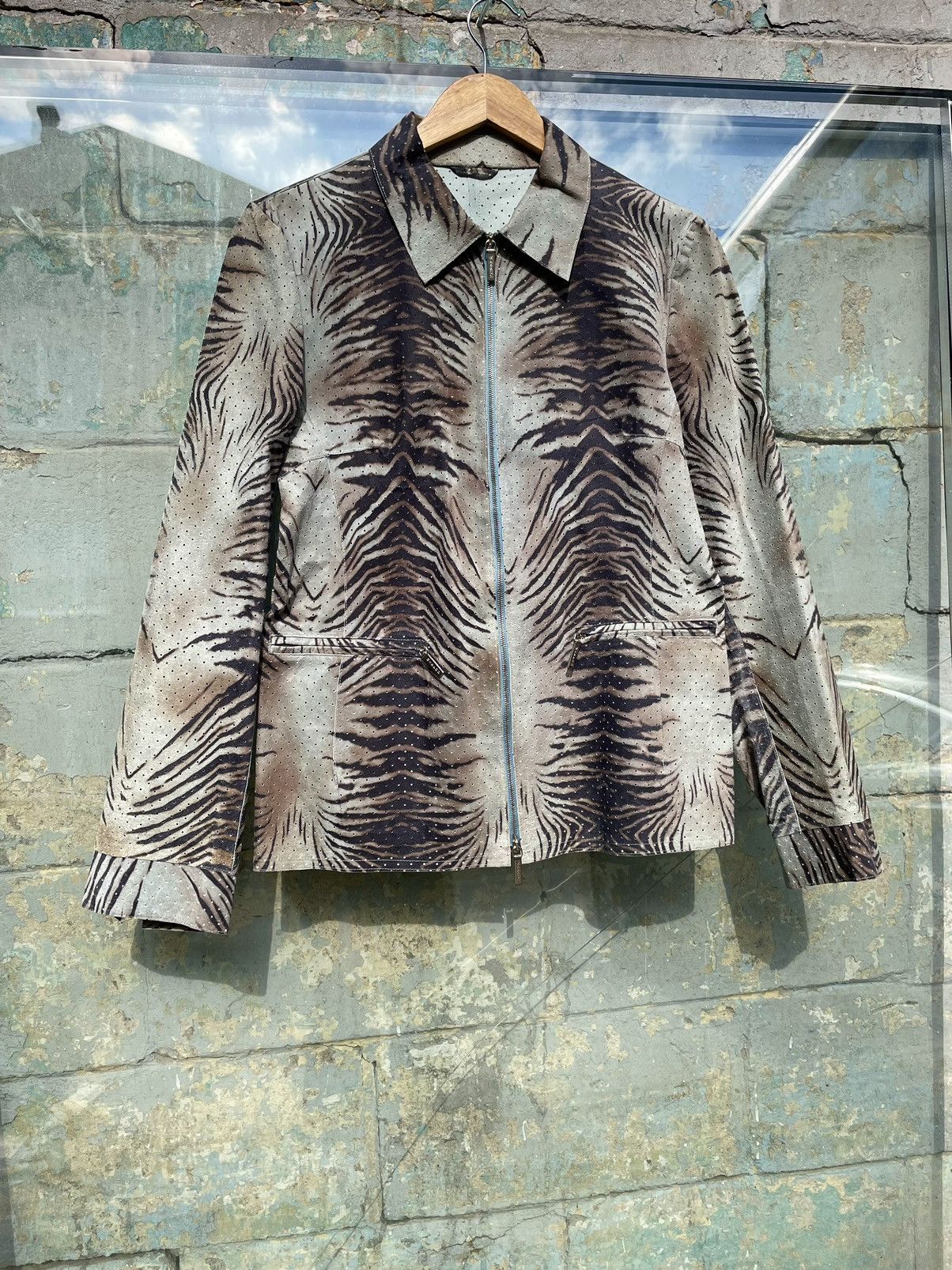 Genuine Leather Y2K Genuine Leather Zebra Dotted Collared Jacket Size M / US 6-8 / IT 42-44 - 1 Thumbnail