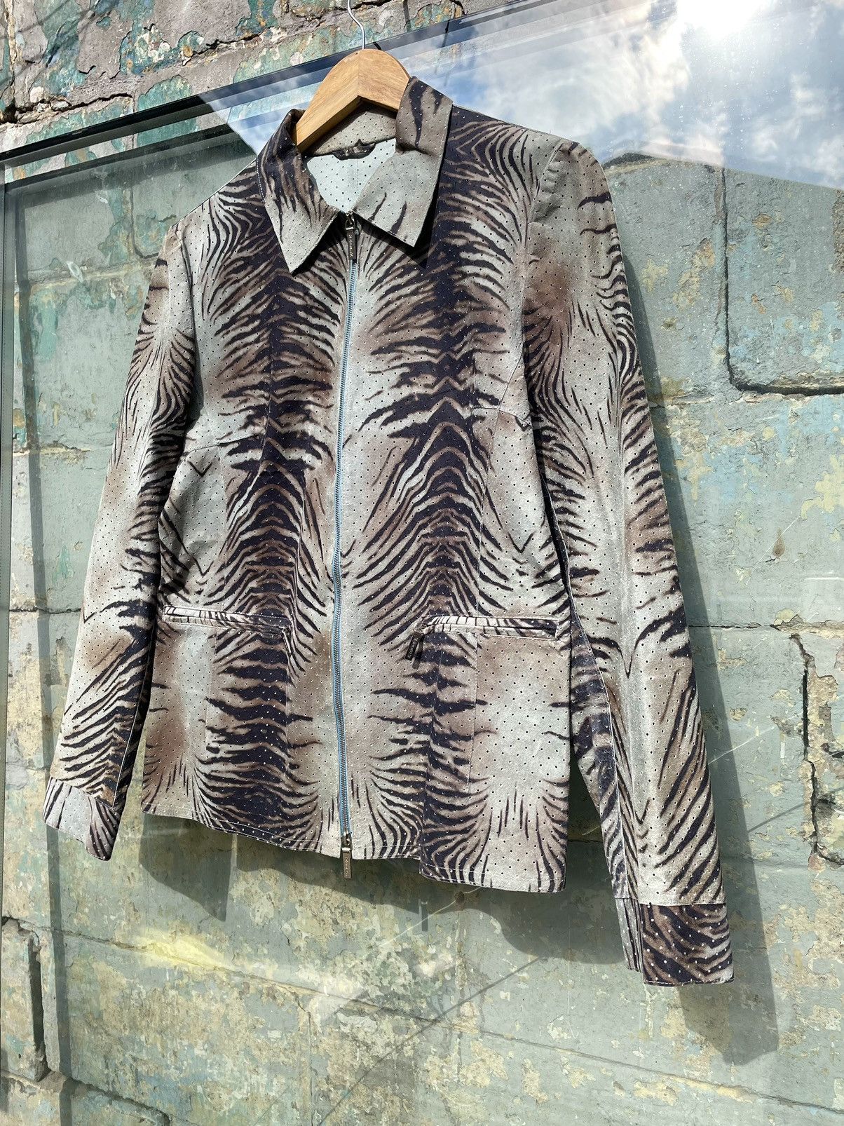 Genuine Leather Y2K Genuine Leather Zebra Dotted Collared Jacket Size M / US 6-8 / IT 42-44 - 3 Thumbnail