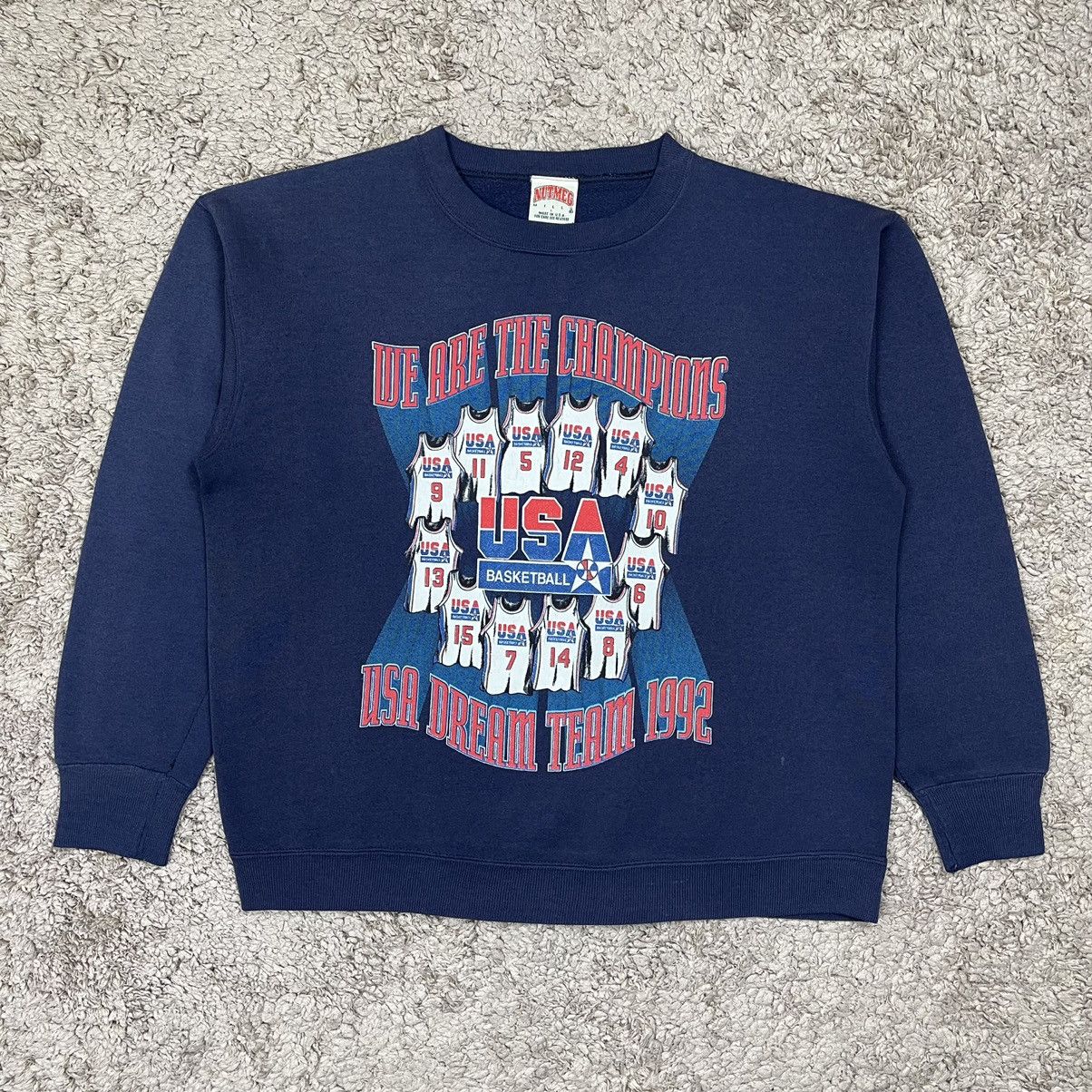 image of NBA x Nutmeg Mills Vintage Nutmeg 1992 Usa Dream Team Basketball Sweatshirt in Blue (Size Large)