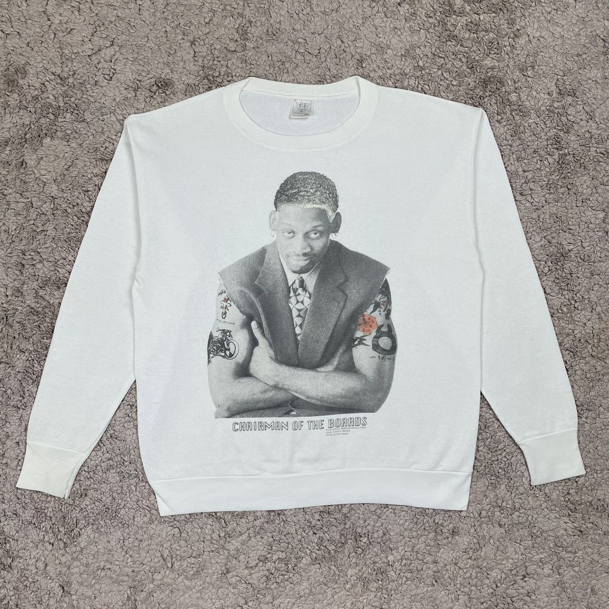 image of Hype x NBA Vintage Dennis Rodman Chairman Sweatshirt in White, Men's (Size Large)