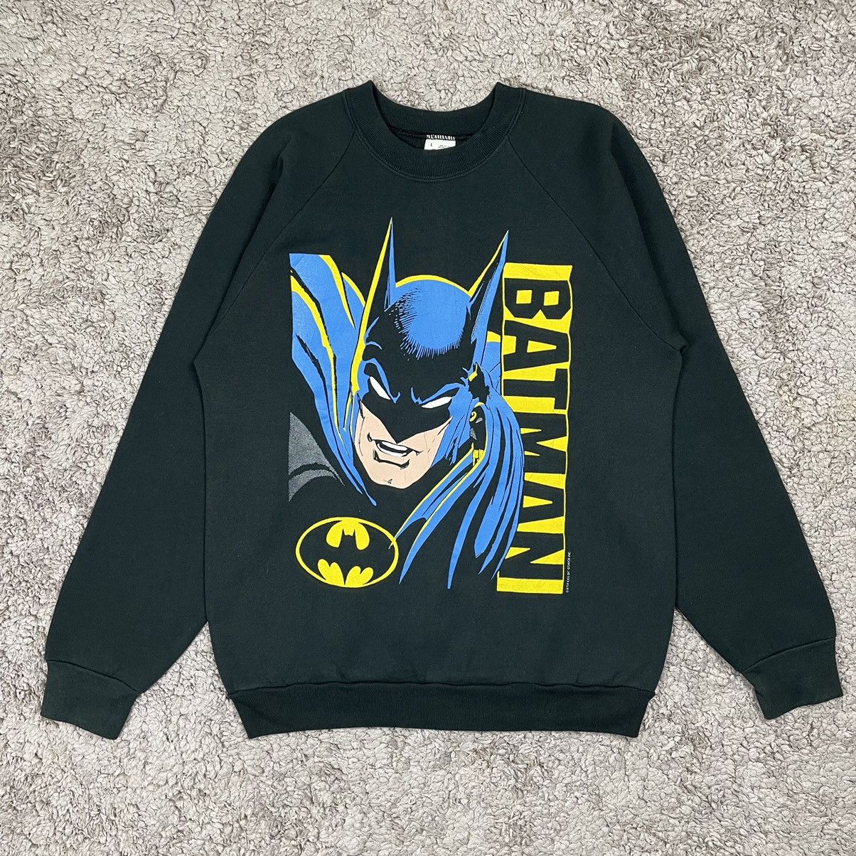 image of Vintage 80’S Batman Big Face Sweatshirt in Black, Men's (Size Large)