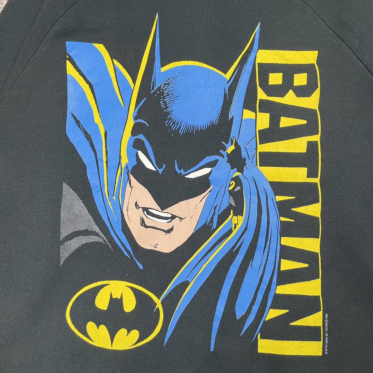DC Comics Vintage 80’s Batman Big Face Sweatshirt Size US L / EU 52-54 / 3 - 7 Thumbnail