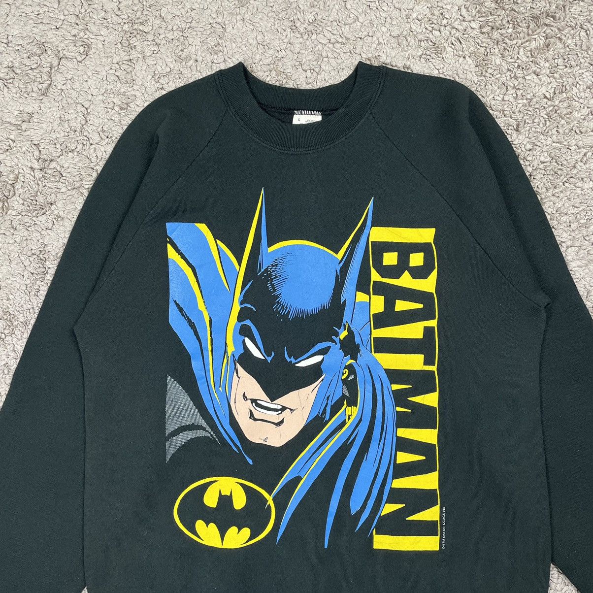 DC Comics Vintage 80’s Batman Big Face Sweatshirt Size US L / EU 52-54 / 3 - 5 Thumbnail