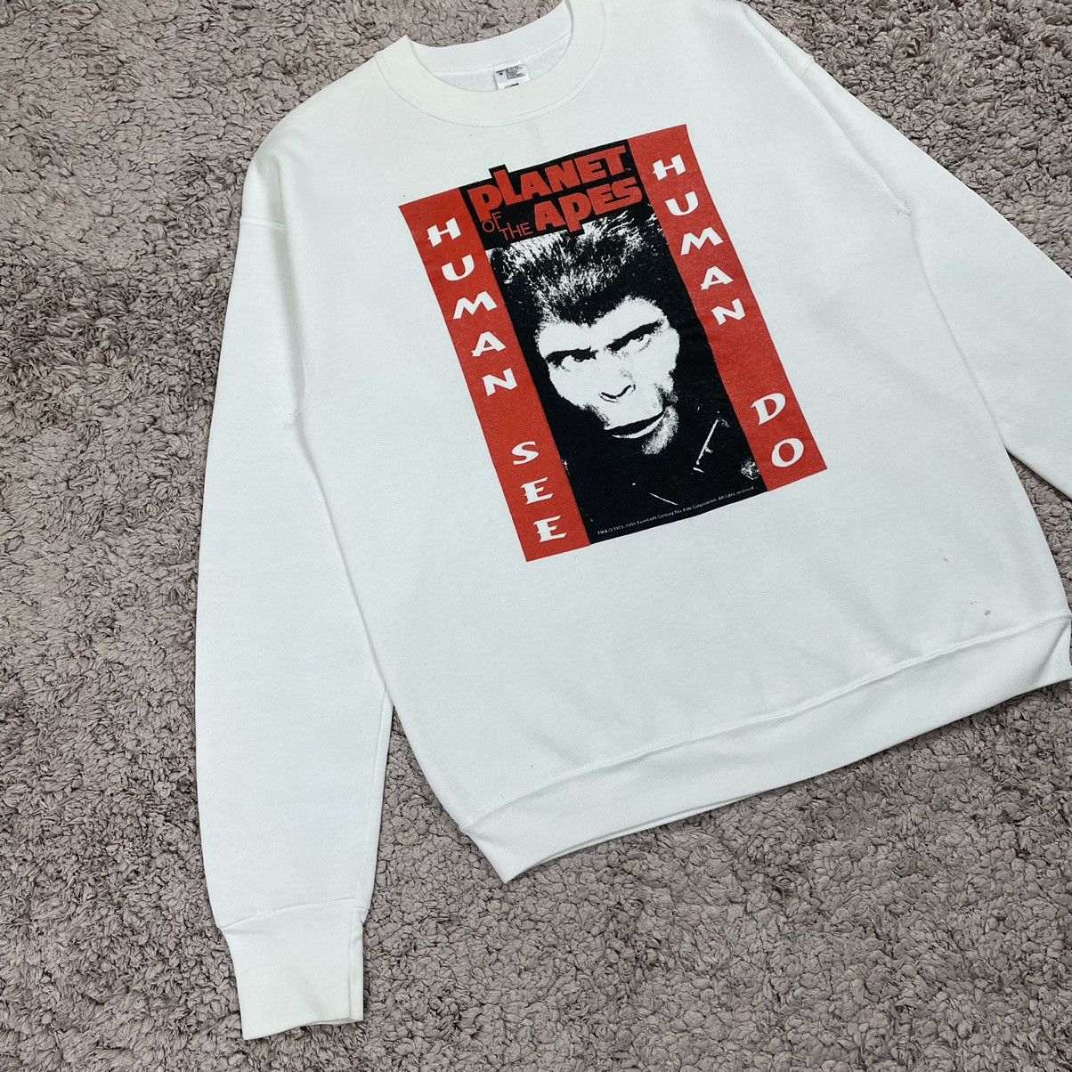 Fruit Of The Loom Vintage Planet of The Apes Human See Human Do Sweatshirt Size US M / EU 48-50 / 2 - 3 Thumbnail