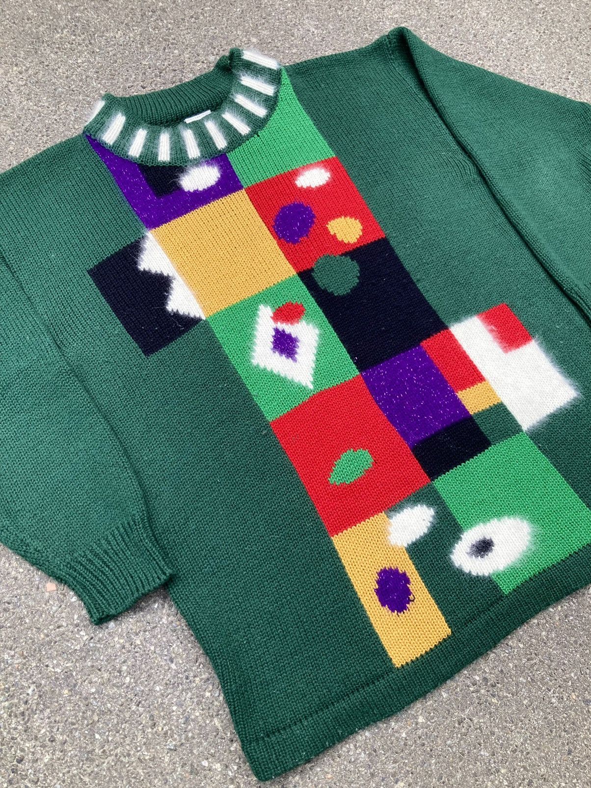 Vintage Vintage Jagro Geometrical Pattern Green Wool Sweater Size 44 Size M / US 6-8 / IT 42-44 - 2 Thumbnail
