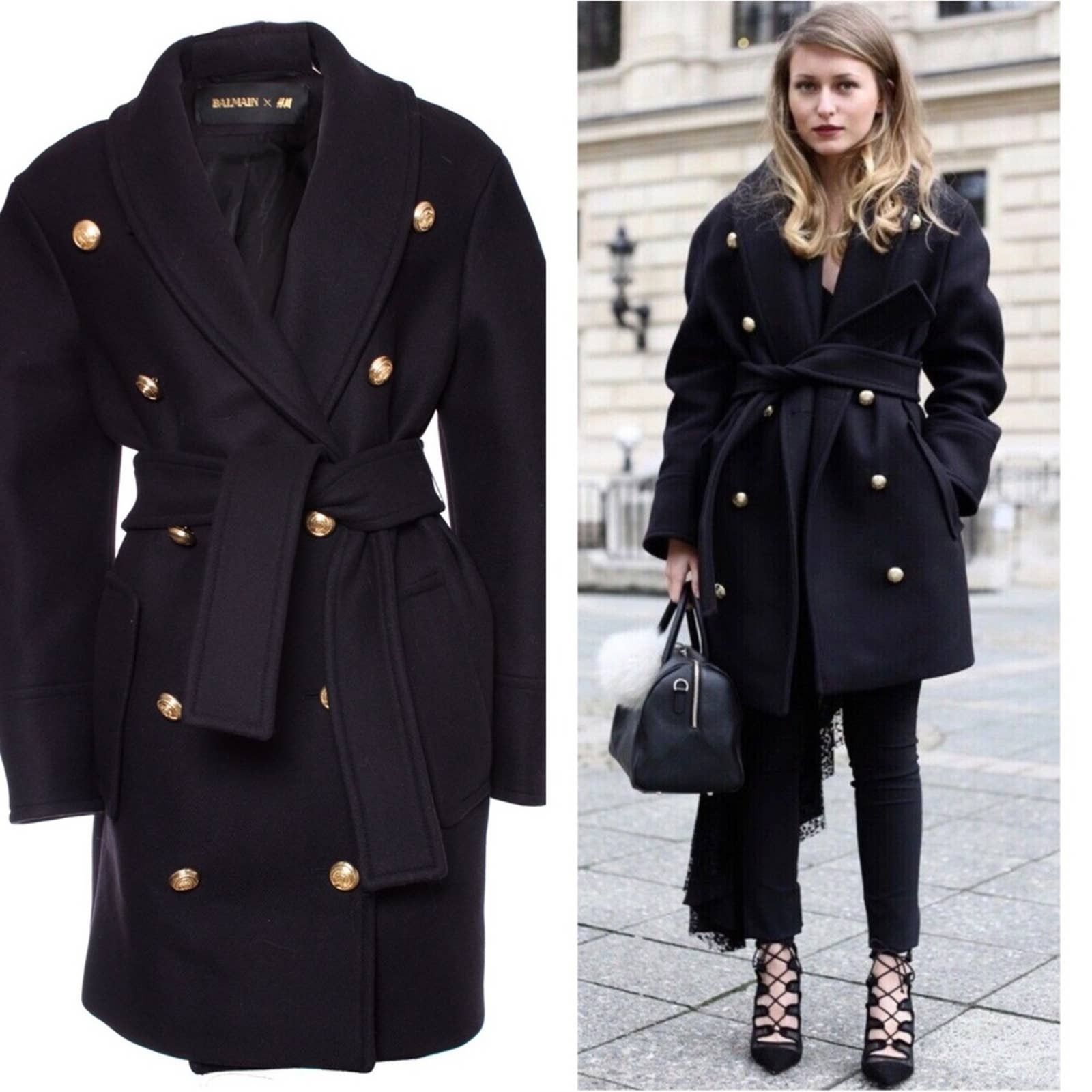 Manteau Militaire Olive Balmain X H&M - Laine Double Poitrine - Taille 36R (46) - Neuf Sans étiquettes