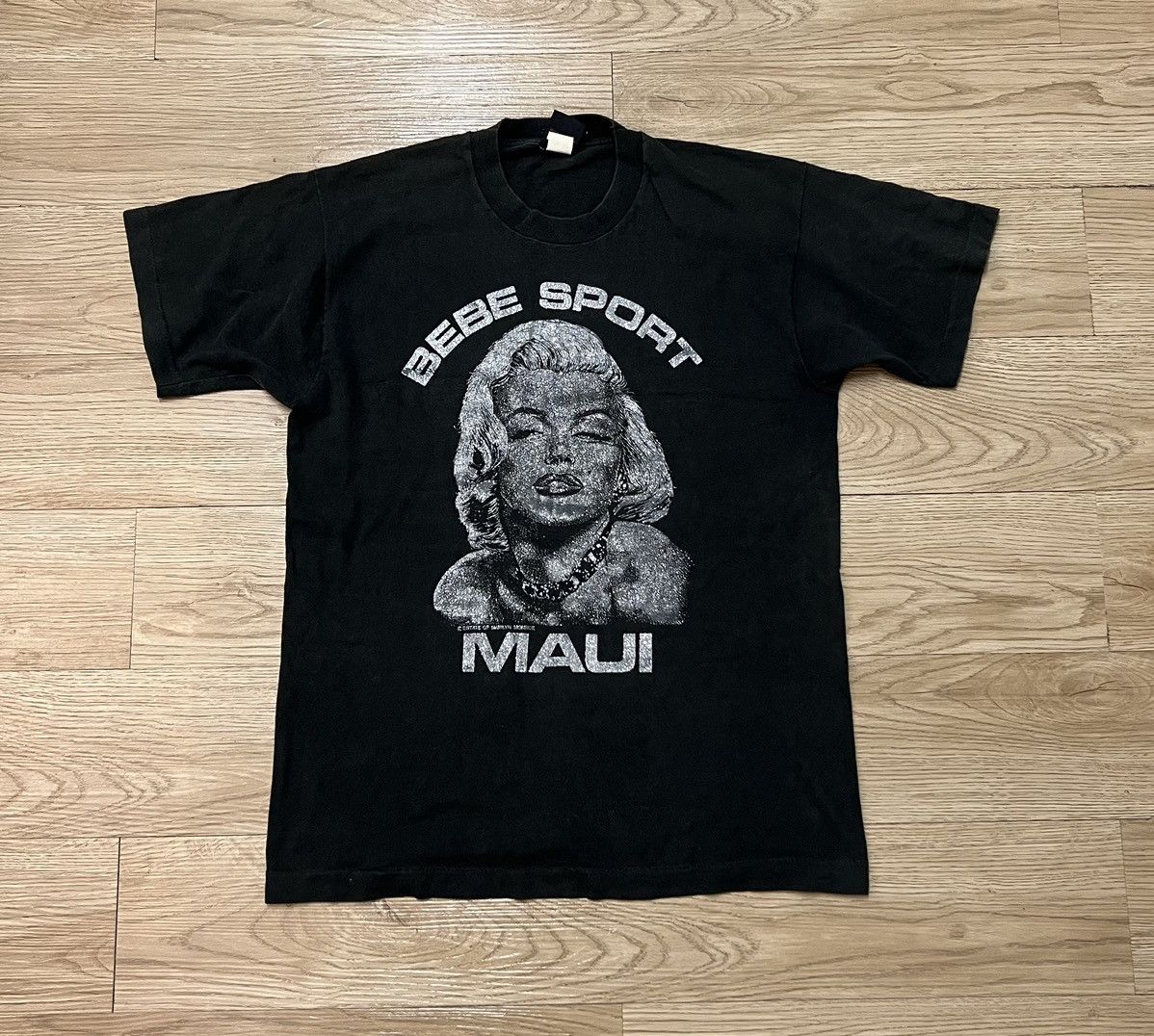image of Band Tees x Monroe Vintage Marilyn Monroe Bebe Sport Maui Tee in Black, Men's (Size Large)