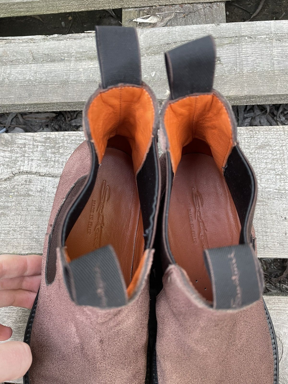 Santoni Suede Brown Chelsea Boots Size 8 UK Made in Italy