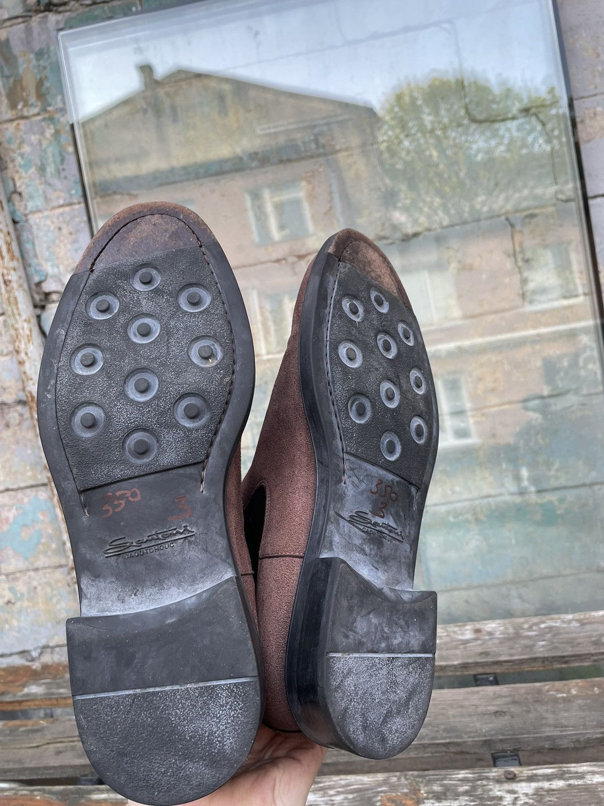 Santoni Suede Brown Chelsea Boots Size 8 UK Made in Italy