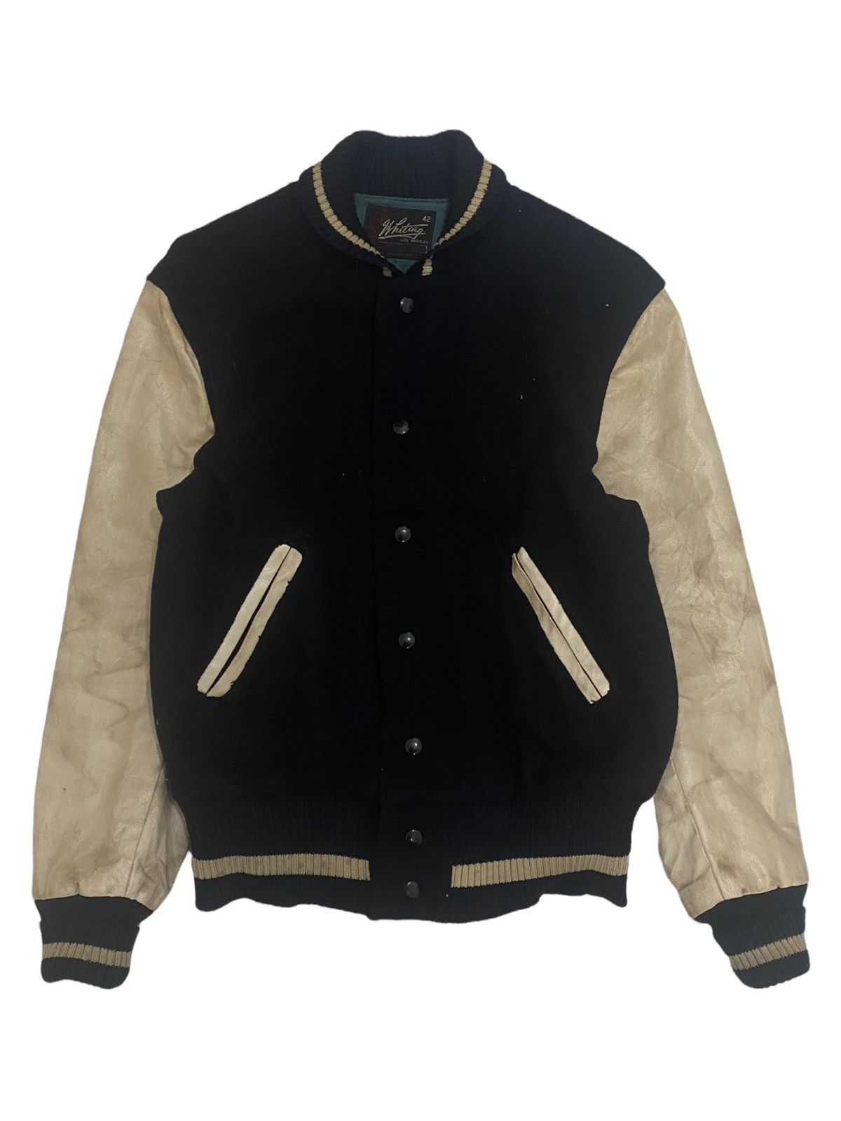 Vintage 90s Old Wiling Leather Sleeve Varsity Jacket