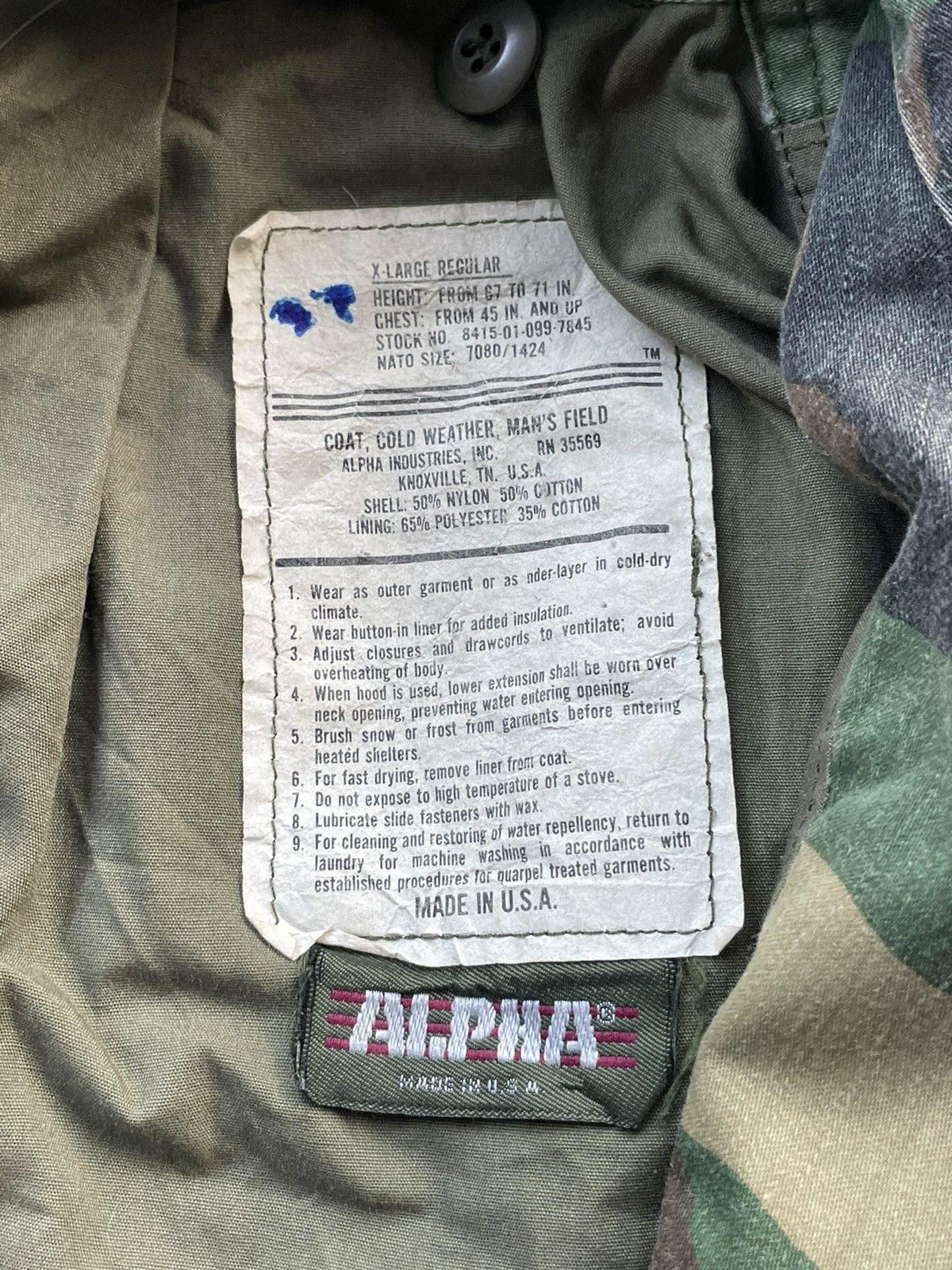 Alpha Industries Vintage M65 Alpha Industries Woodland Camo Size US XL / EU 56 / 4 - 15 Thumbnail