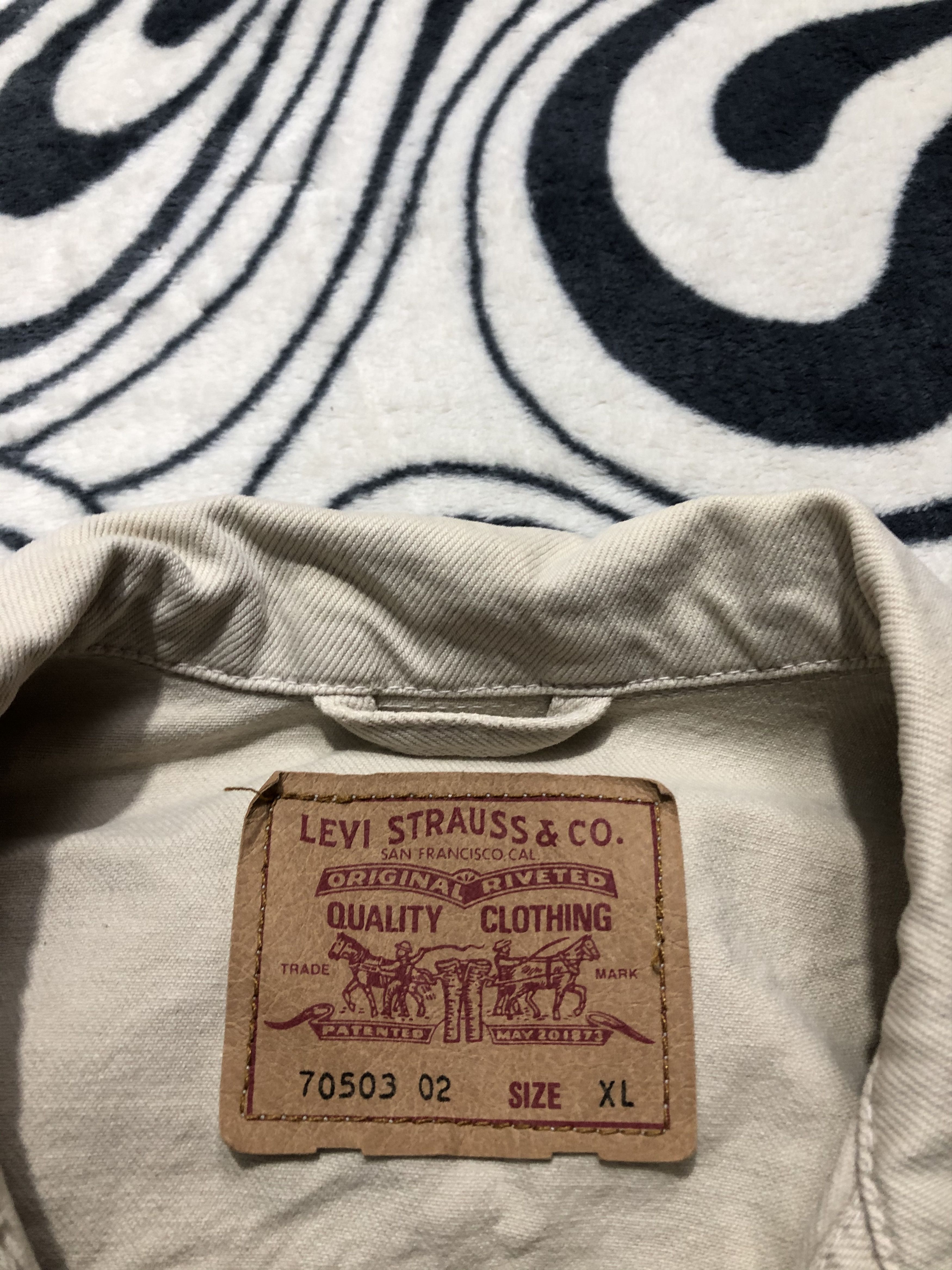 Levi's Levis Vintage Mens Beige Denim Jacket Size US XL / EU 56 / 4 - 4 Thumbnail