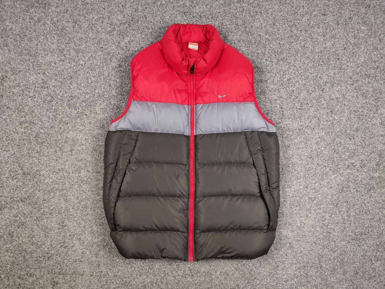 Vintage Nike Down Red Grey Puffer Vest Jacket Y2K Hupe