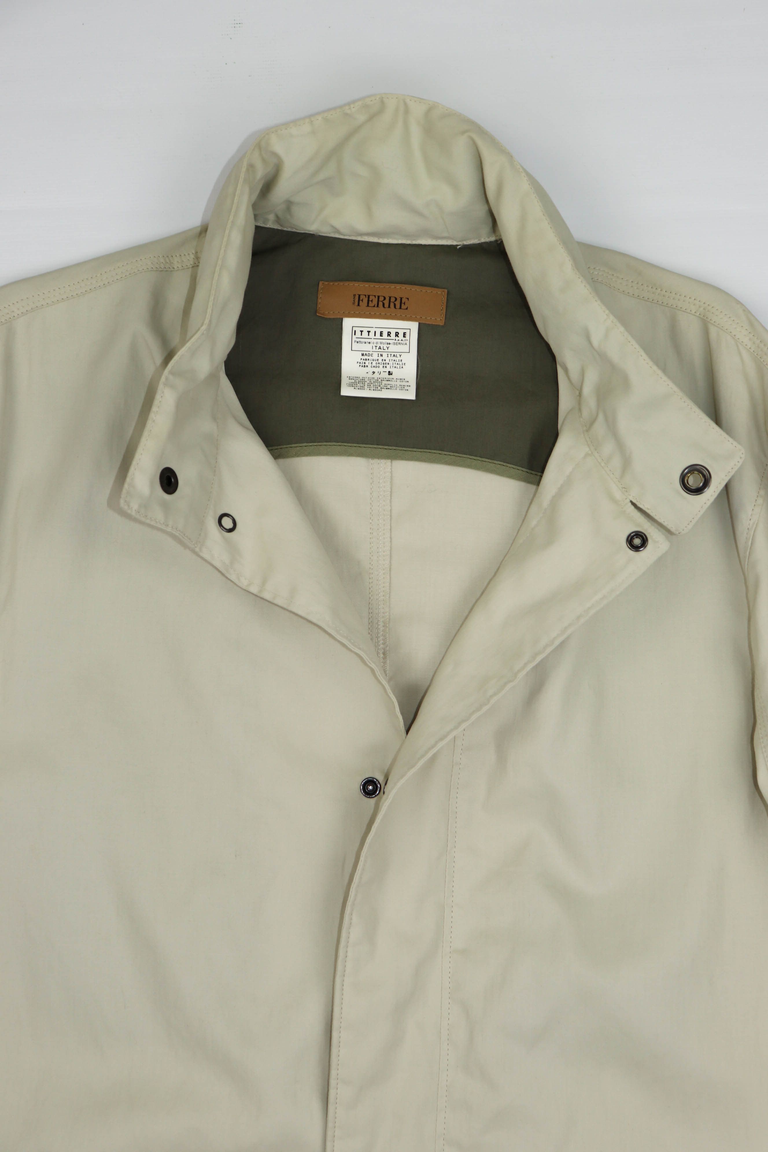 Gianfranco Ferre Ferre Jeans Men's Cream Beige Light Cotton Coat Jacket Size US L / EU 52-54 / 3 - 7 Thumbnail