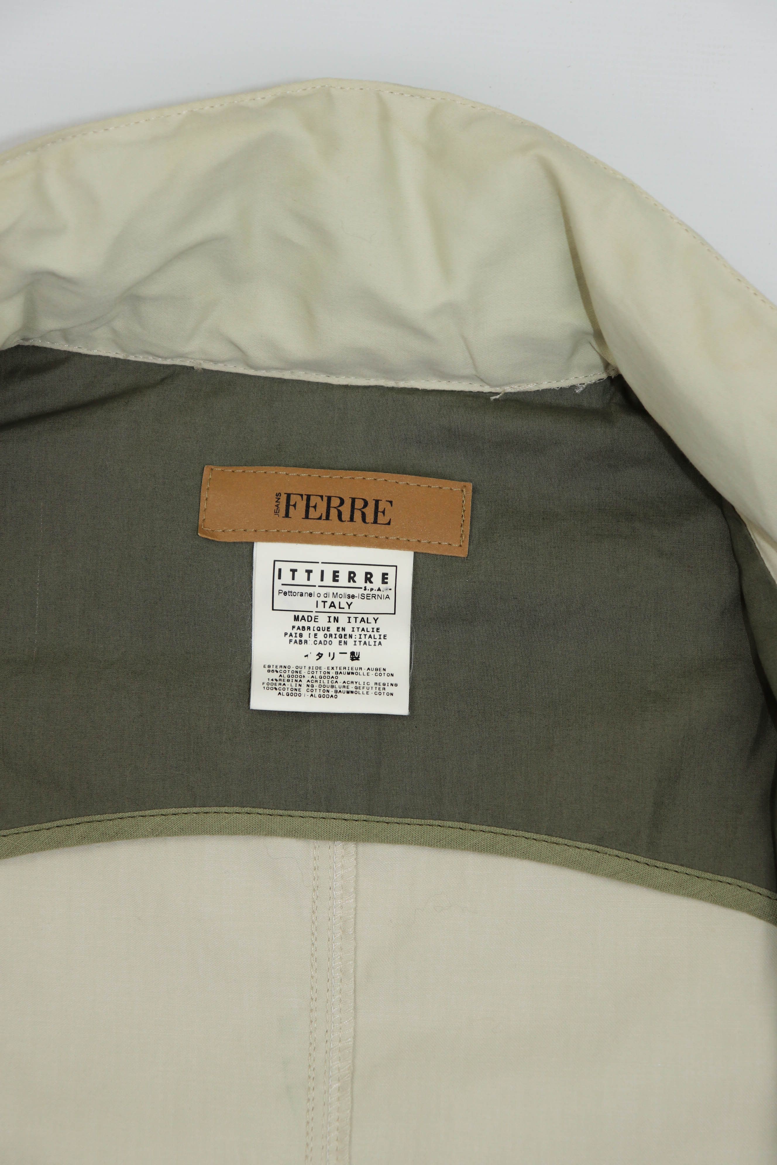 Gianfranco Ferre Ferre Jeans Men's Cream Beige Light Cotton Coat Jacket Size US L / EU 52-54 / 3 - 16 Thumbnail