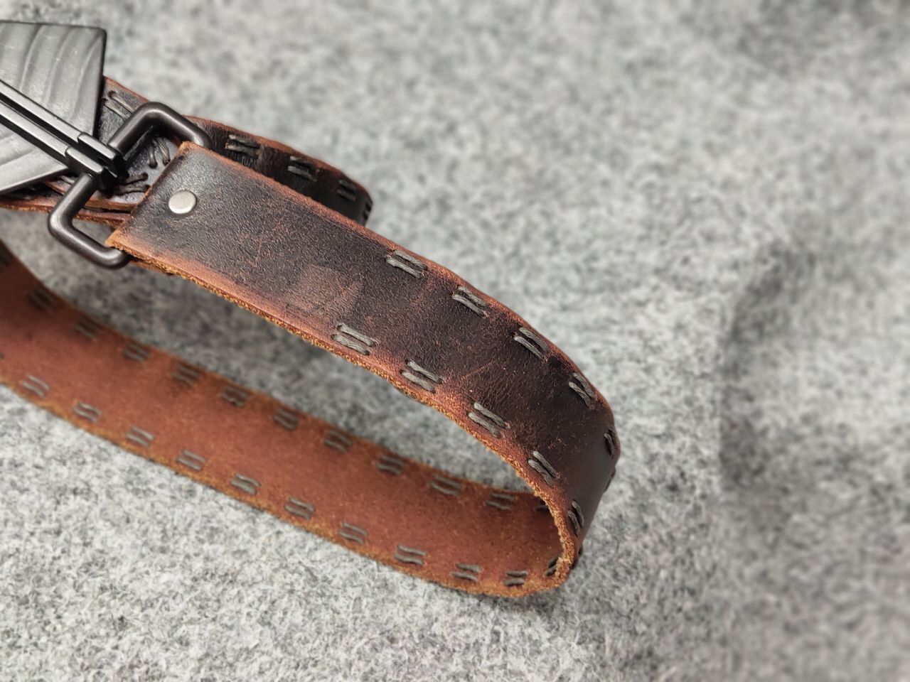 Vintage Vintage 90s Guess Style Japan Leather Dark Belt Avant Garde Size ONE SIZE - 7 Thumbnail