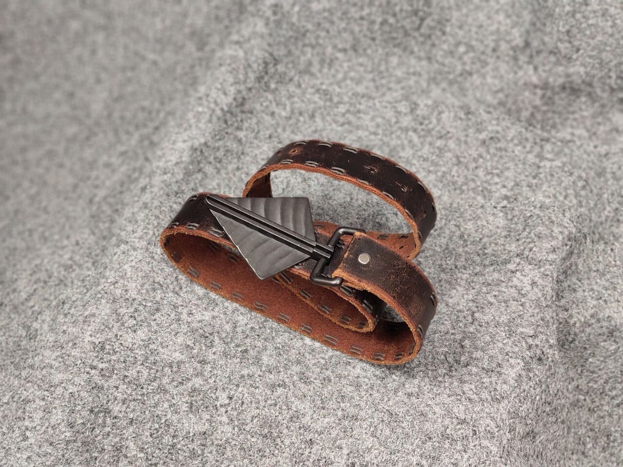 Vintage Vintage 90s Guess Style Japan Leather Dark Belt Avant Garde Size ONE SIZE - 12 Thumbnail