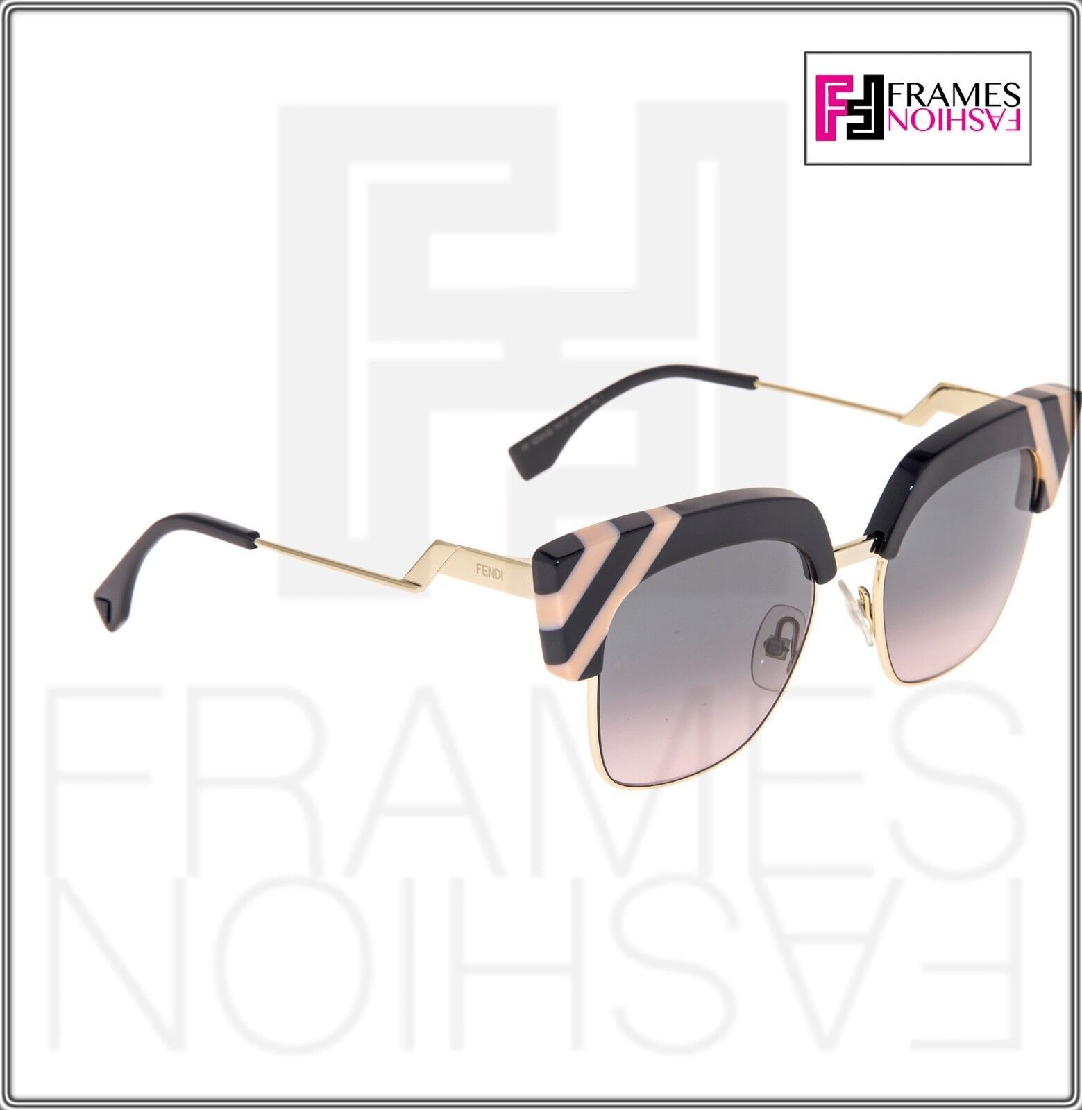 FENDI Waves FF0241S Black Peach Stripe Pink Sunglasses 0241