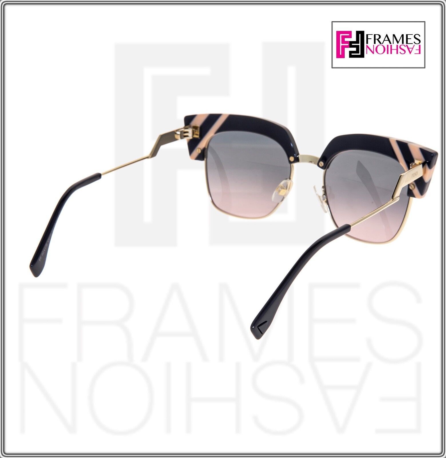FENDI Waves FF0241S Black Peach Stripe Pink Sunglasses 0241