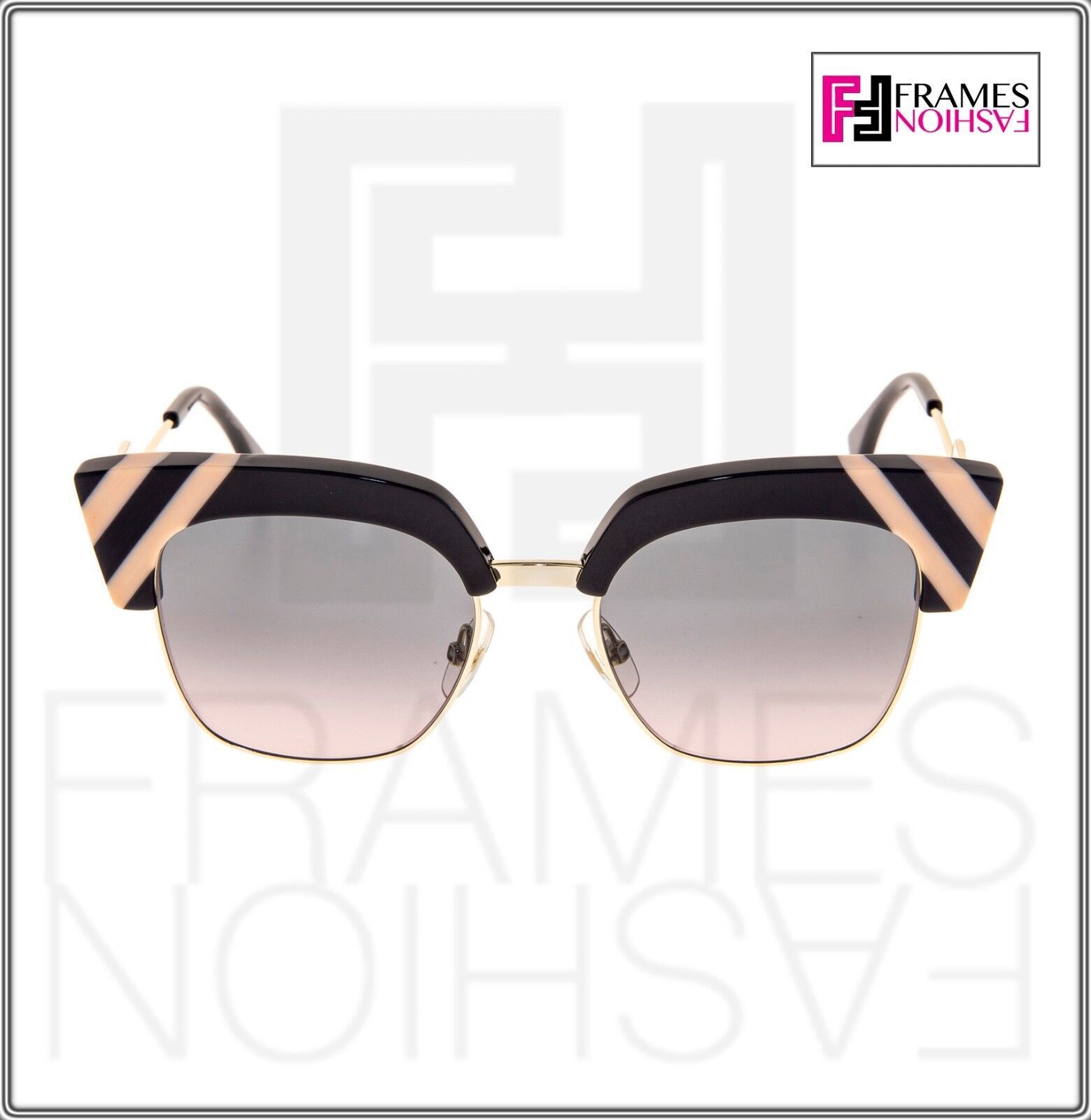 FENDI Waves FF0241S Black Peach Stripe Pink Sunglasses 0241