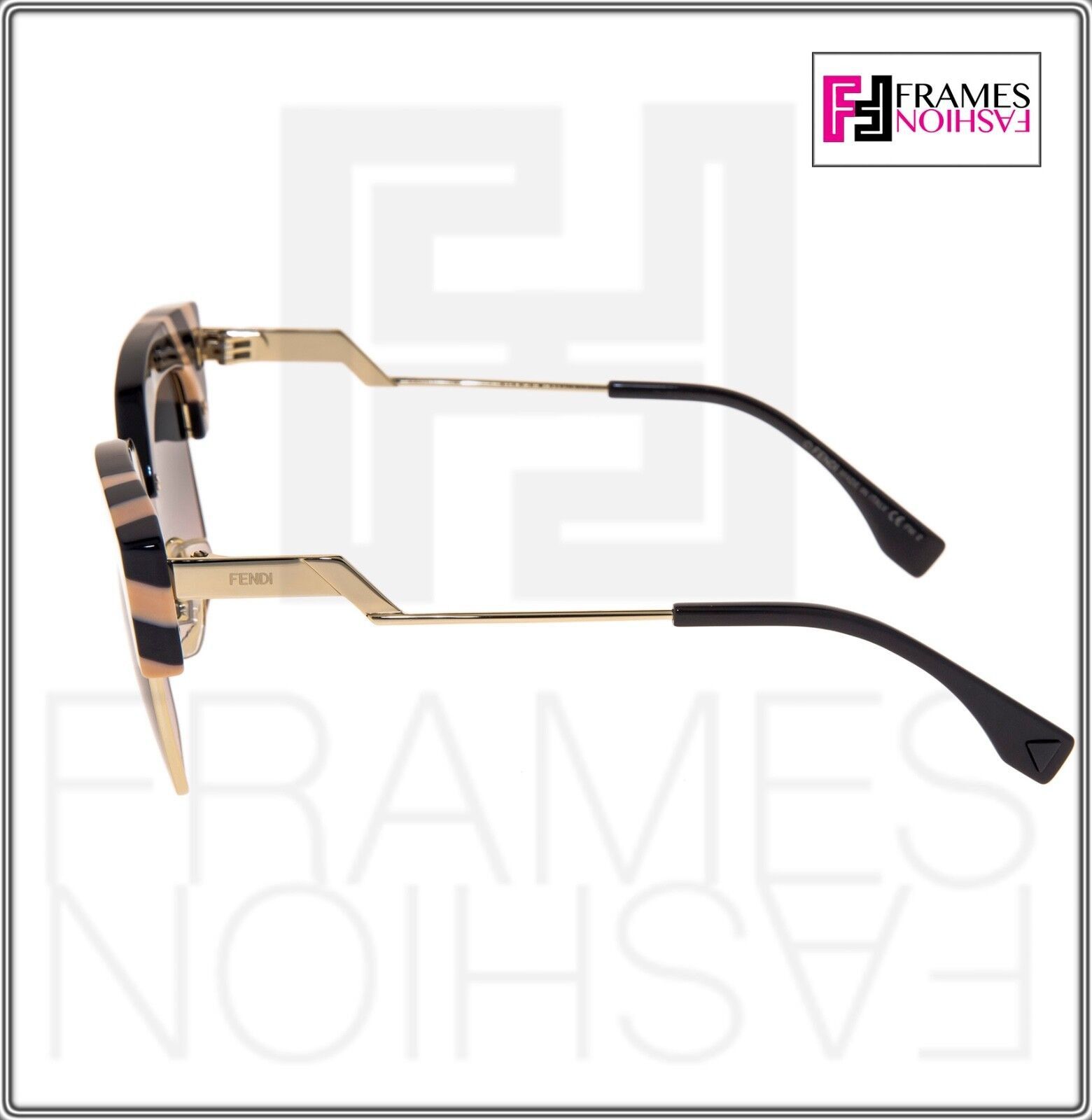 FENDI Waves FF0241S Black Peach Stripe Pink Sunglasses 0241