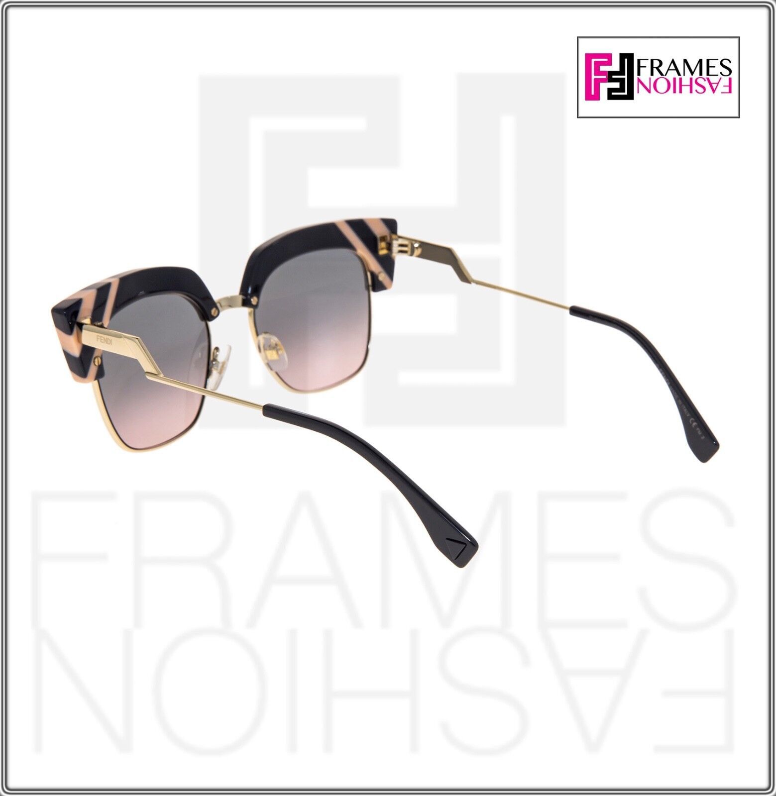 FENDI Waves FF0241S Black Peach Stripe Pink Sunglasses 0241