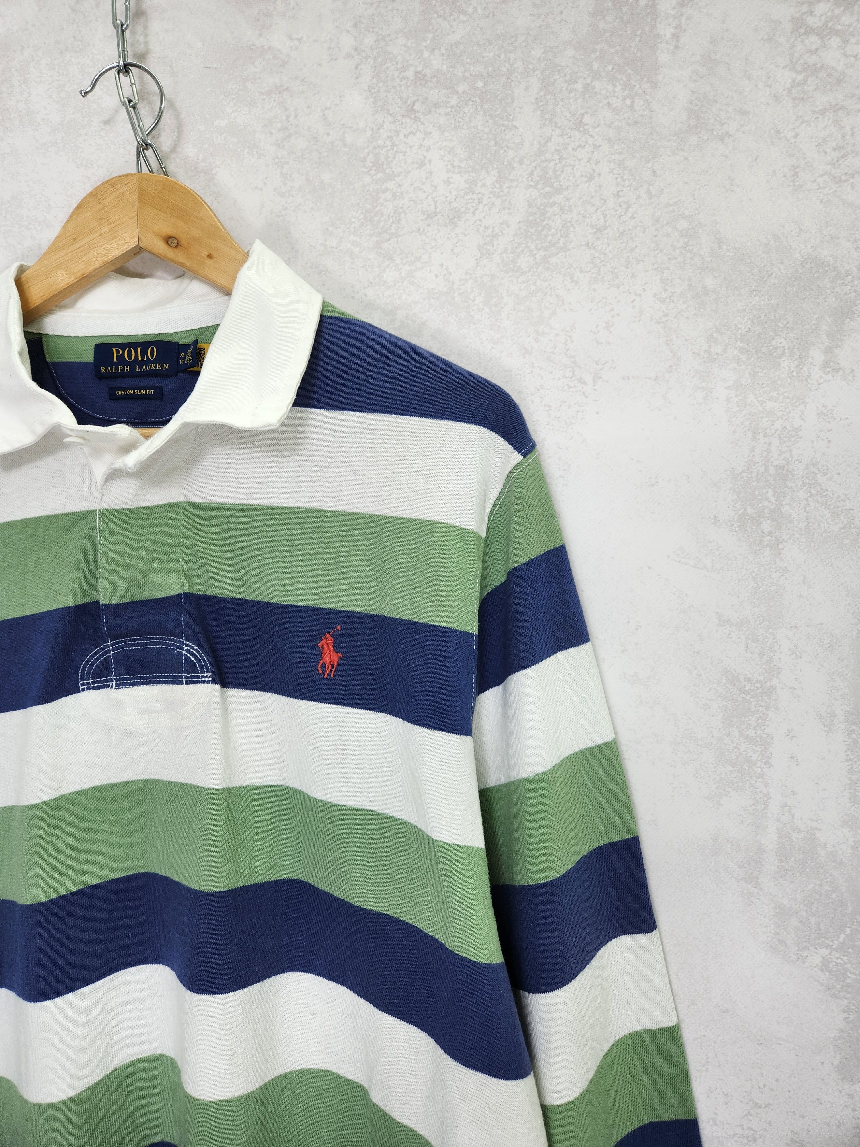 Polo Ralph Lauren Vintage Polo Ralph Lauren Rugby Polo Striped Embroidered Size US XL / EU 56 / 4 - 3 Thumbnail