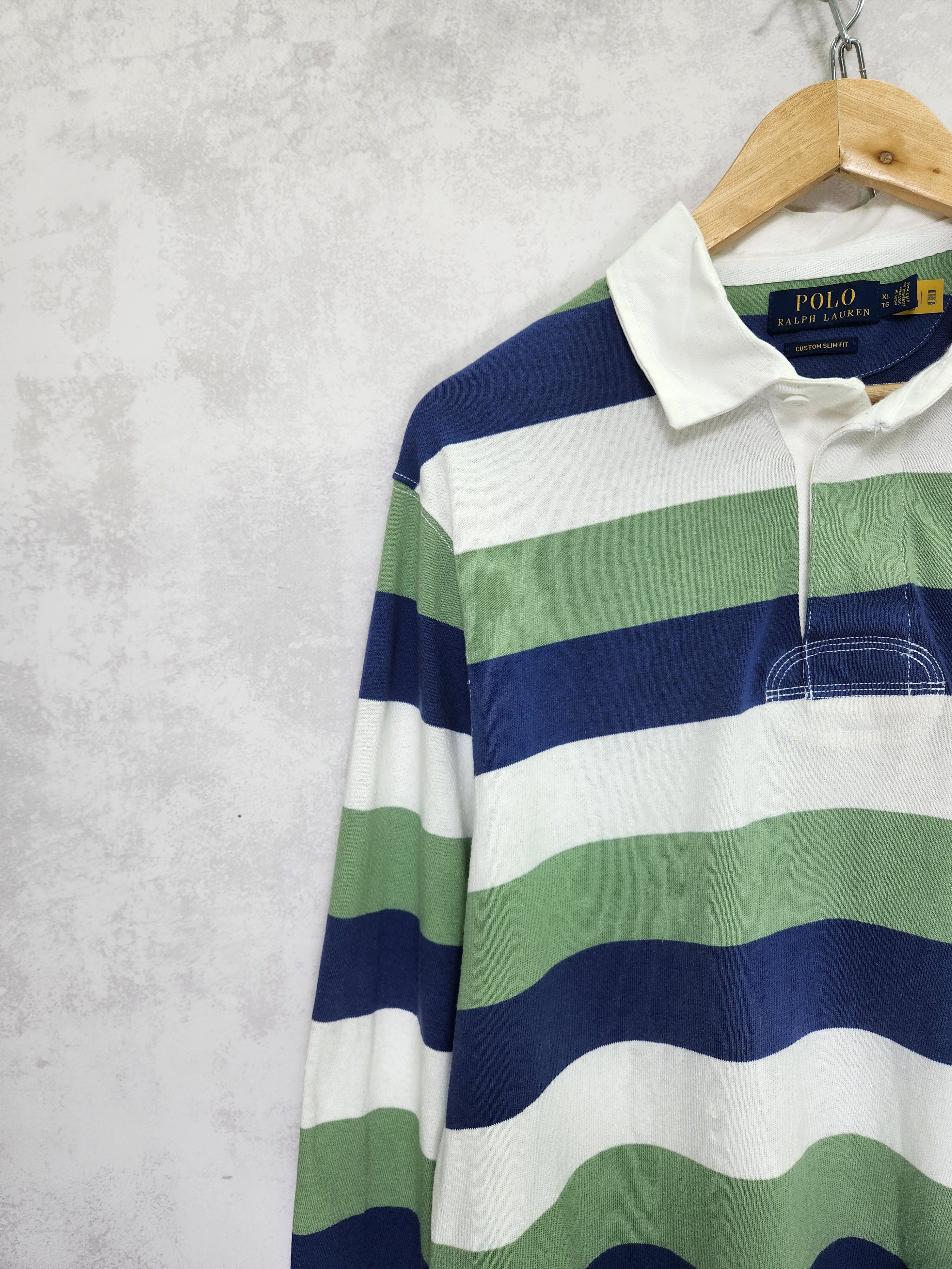 Polo Ralph Lauren Vintage Polo Ralph Lauren Rugby Polo Striped Embroidered Size US XL / EU 56 / 4 - 4 Thumbnail