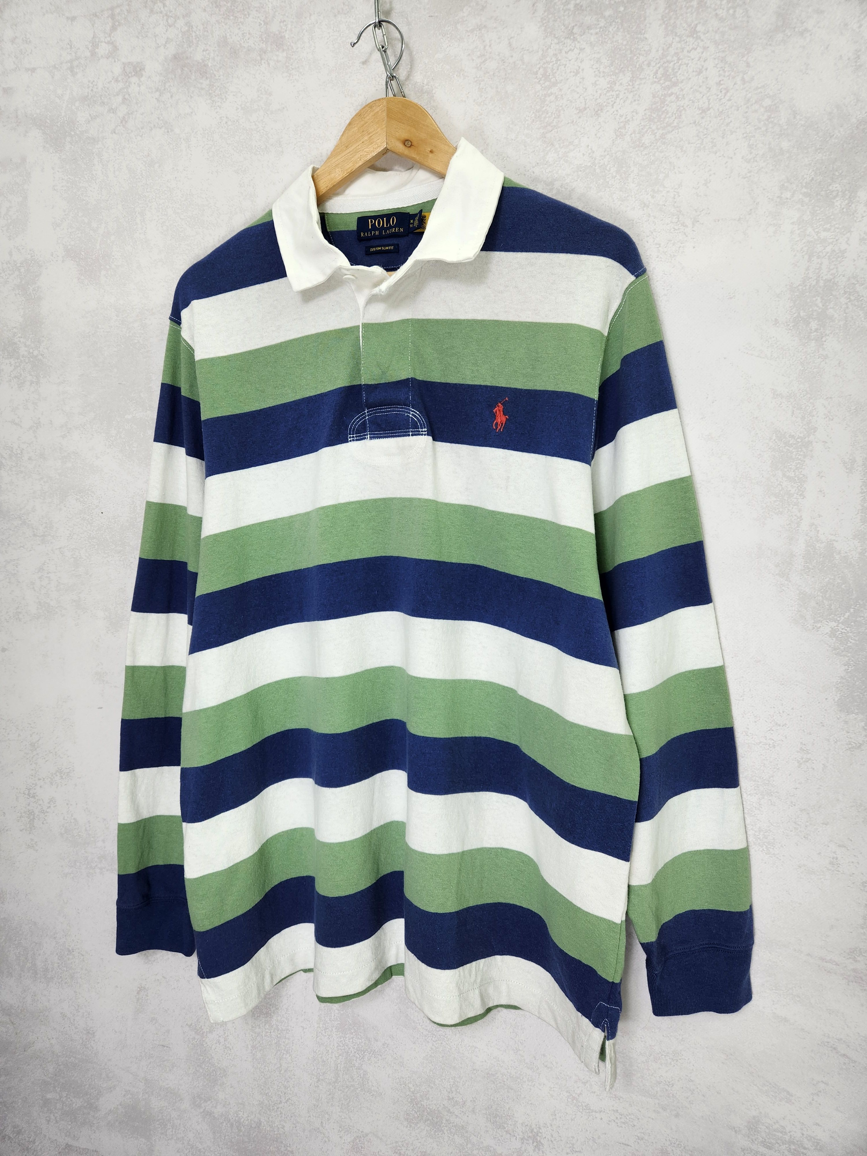Polo Ralph Lauren Vintage Polo Ralph Lauren Rugby Polo Striped Embroidered Size US XL / EU 56 / 4 - 2 Thumbnail
