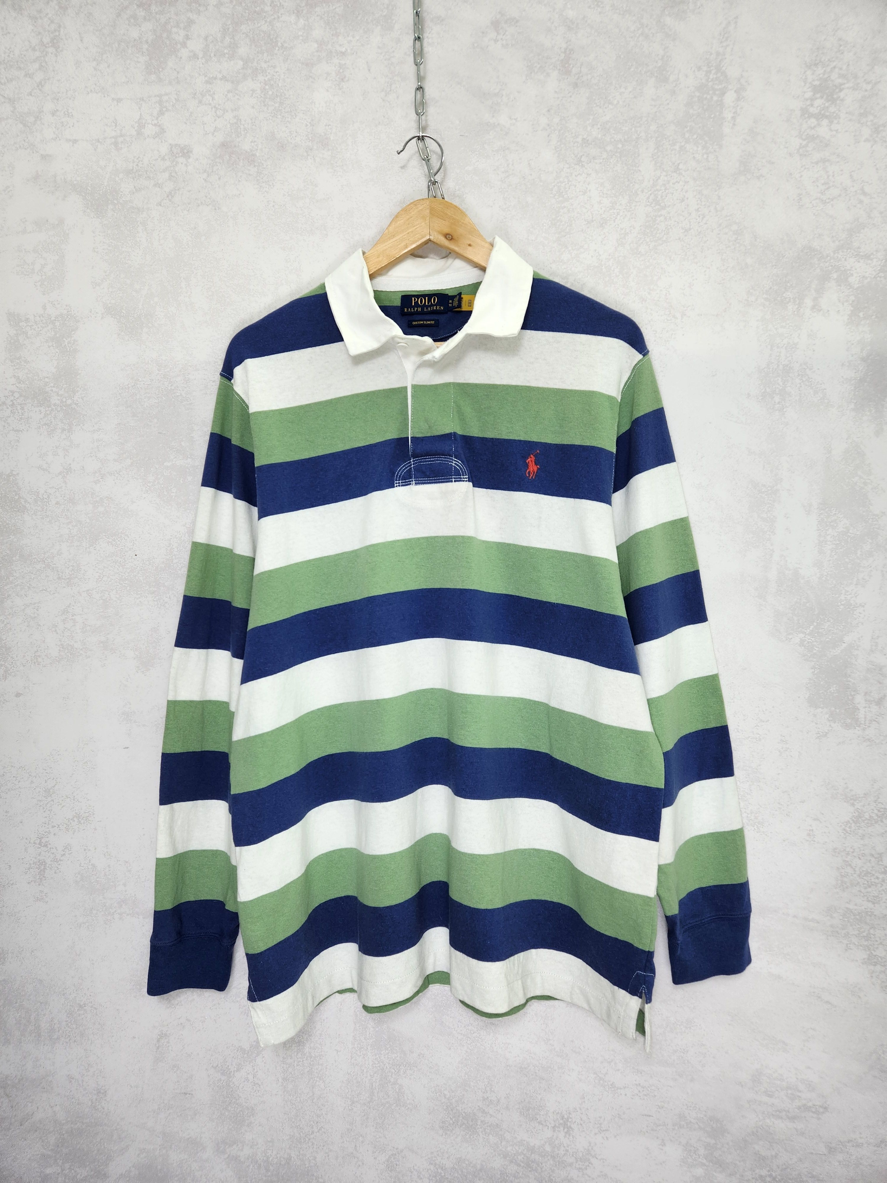 Polo Ralph Lauren Vintage Polo Ralph Lauren Rugby Polo Striped Embroidered Size US XL / EU 56 / 4 - 1 Thumbnail