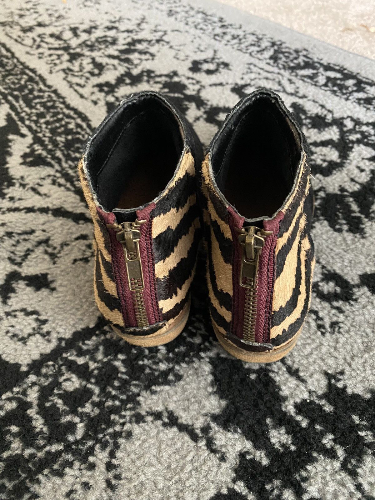 Dolce Vita DV Dolce Vita Black Tiger Stripe Suede Ankle Booties, Sz 6.5 Size US 6.5 / IT 36.5 - 6 Thumbnail