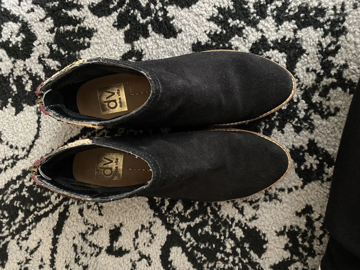 Dolce Vita DV Dolce Vita Black Tiger Stripe Suede Ankle Booties, Sz 6.5 Size US 6.5 / IT 36.5 - 4 Thumbnail