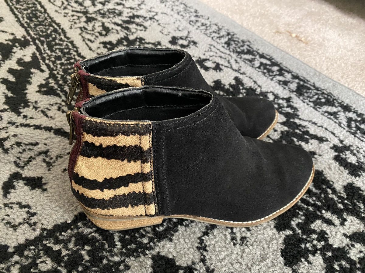 Dolce Vita DV Dolce Vita Black Tiger Stripe Suede Ankle Booties, Sz 6.5 Size US 6.5 / IT 36.5 - 3 Thumbnail