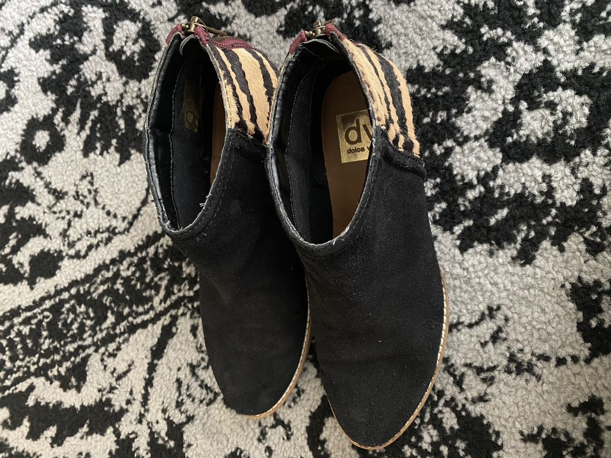 Dolce Vita DV Dolce Vita Black Tiger Stripe Suede Ankle Booties, Sz 6.5 Size US 6.5 / IT 36.5 - 5 Thumbnail