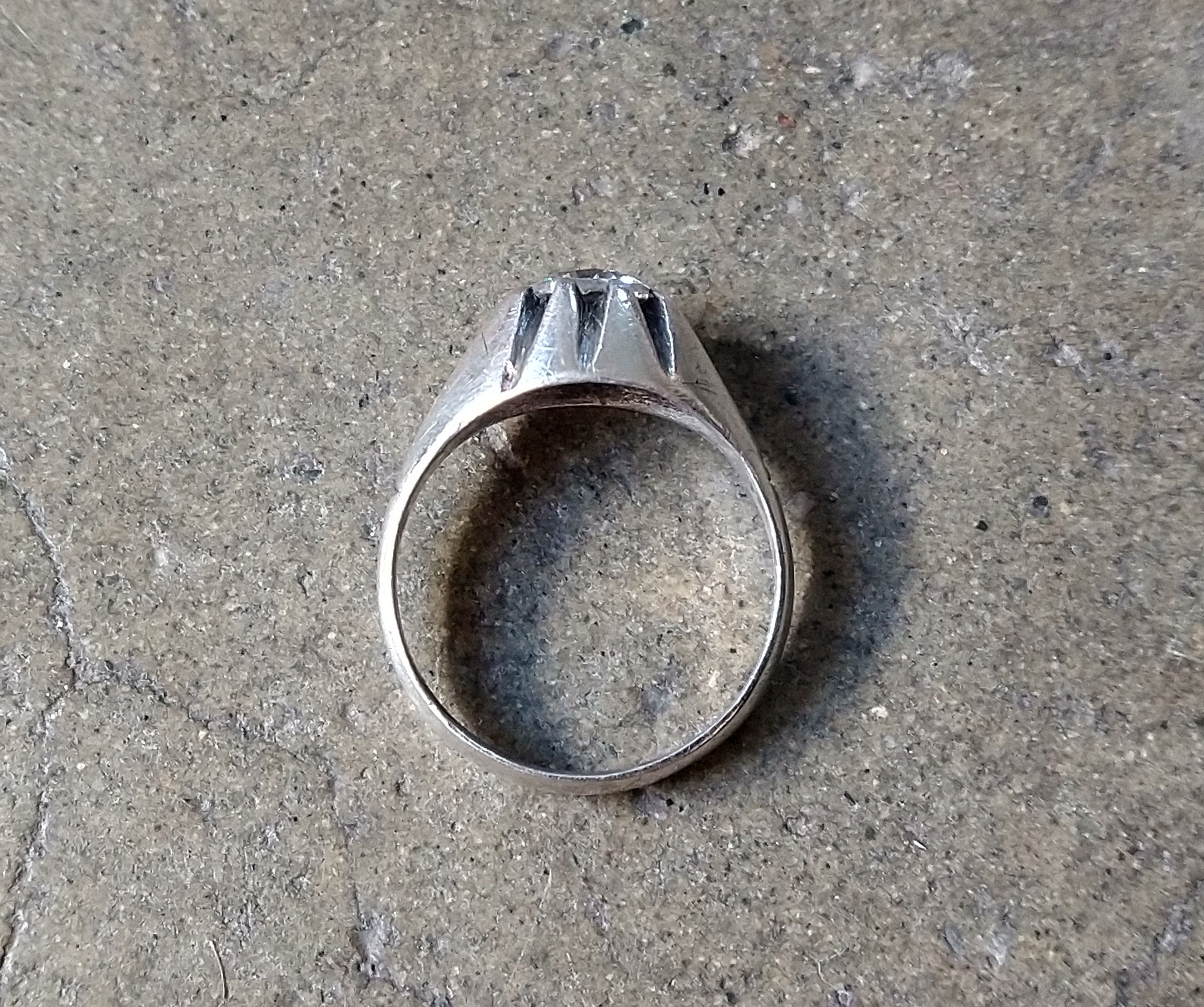 Vintage Sterling Silver Ring Size 9 CZ Art Deco Modern