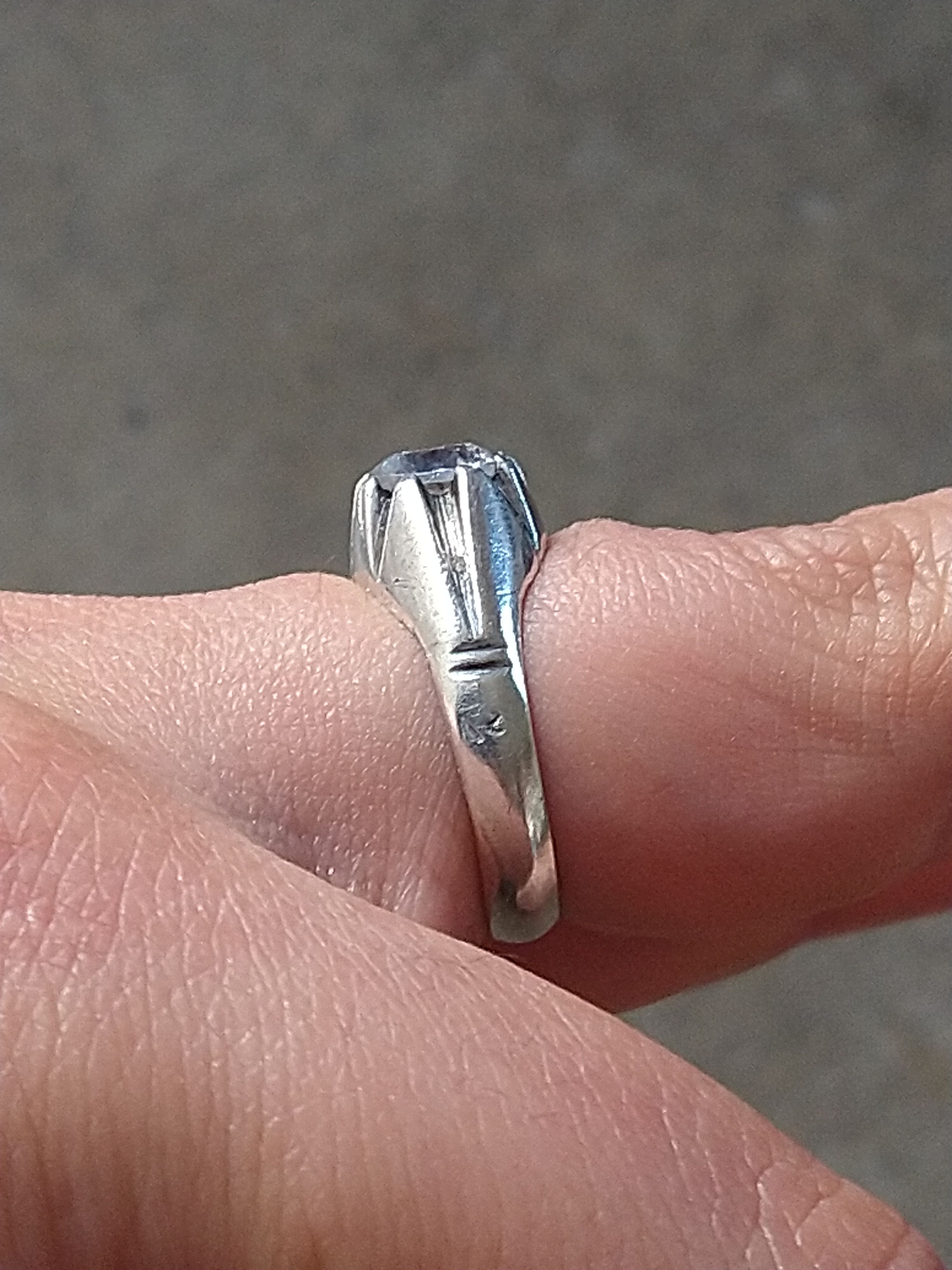 Vintage Sterling Silver Ring Size 9 CZ Art Deco Modern
