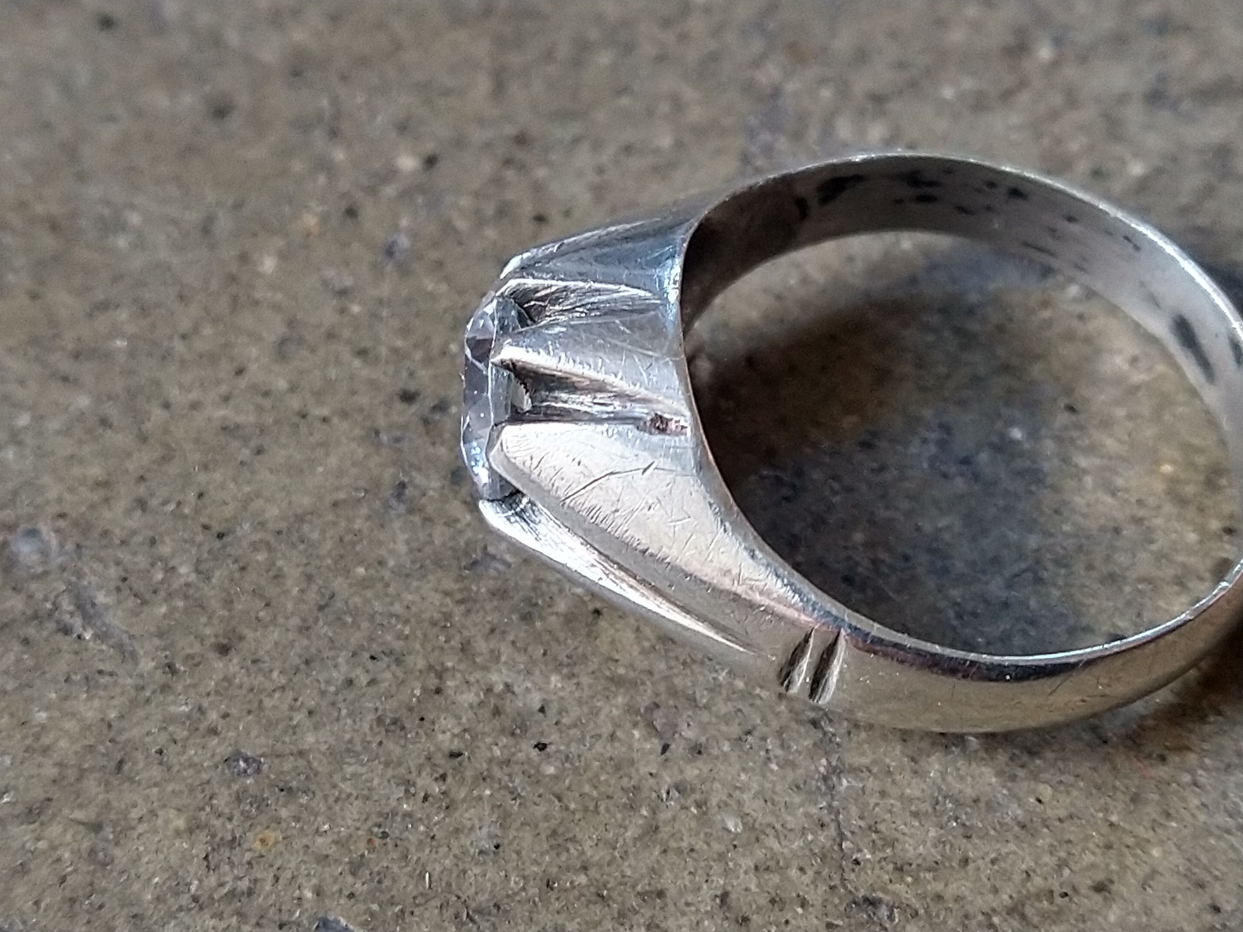 Vintage Sterling Silver Ring Size 9 CZ Art Deco Modern