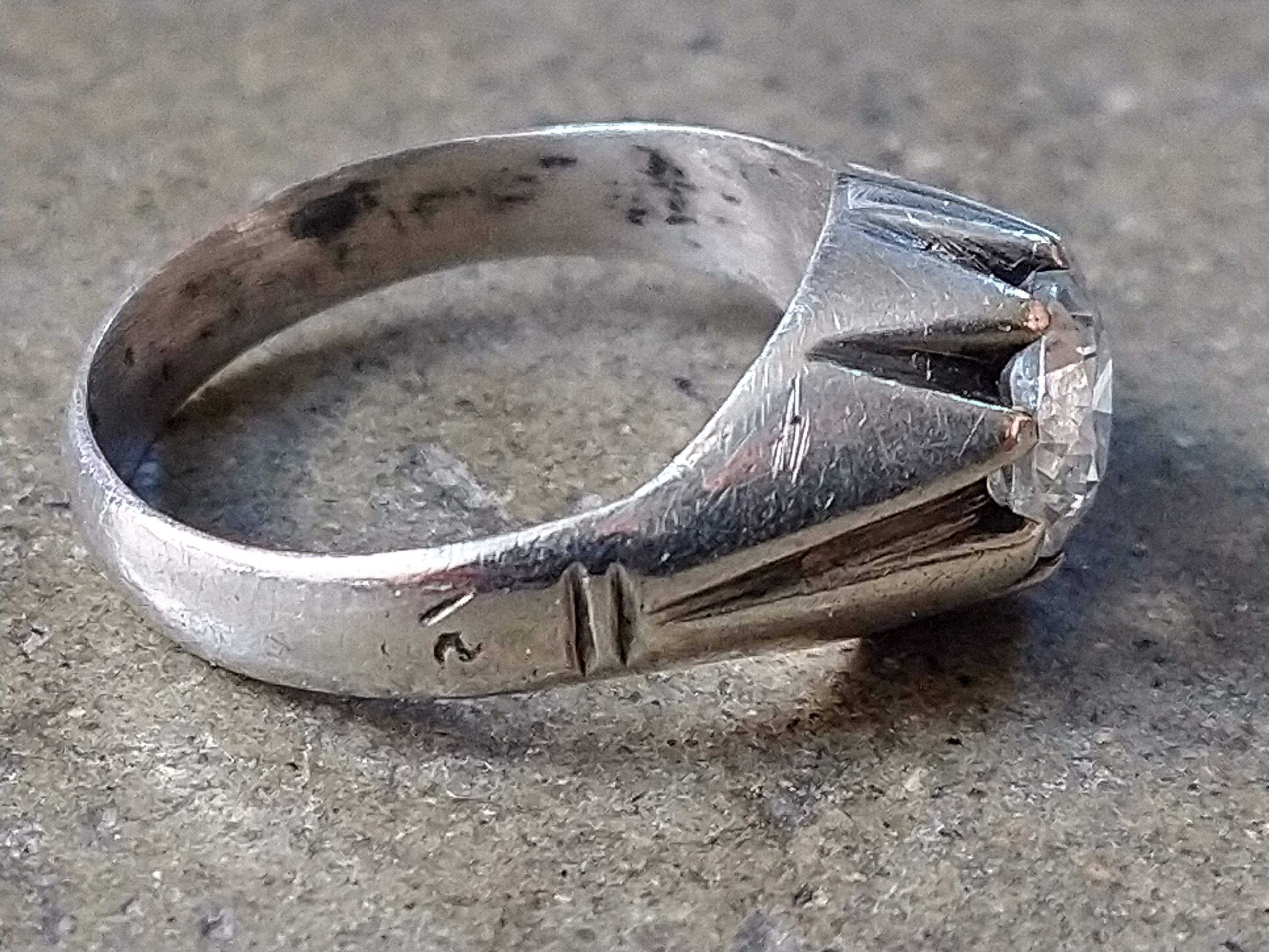Vintage Sterling Silver Ring Size 9 CZ Art Deco Modern