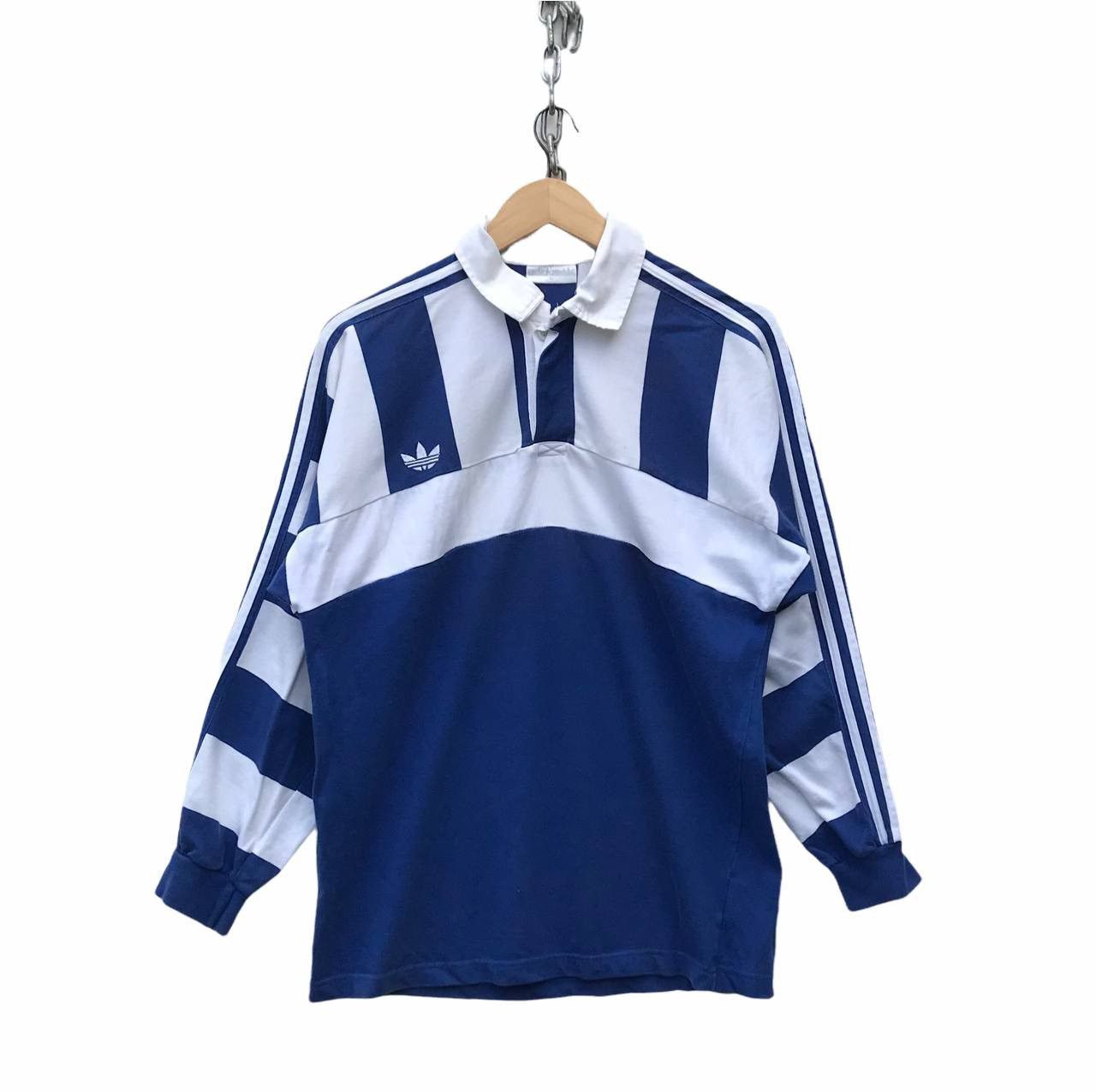 Vintage Vintage 90s Adidas Colourblock Longsleeve Shirt Size US M / EU 48-50 / 2 - 1 Thumbnail